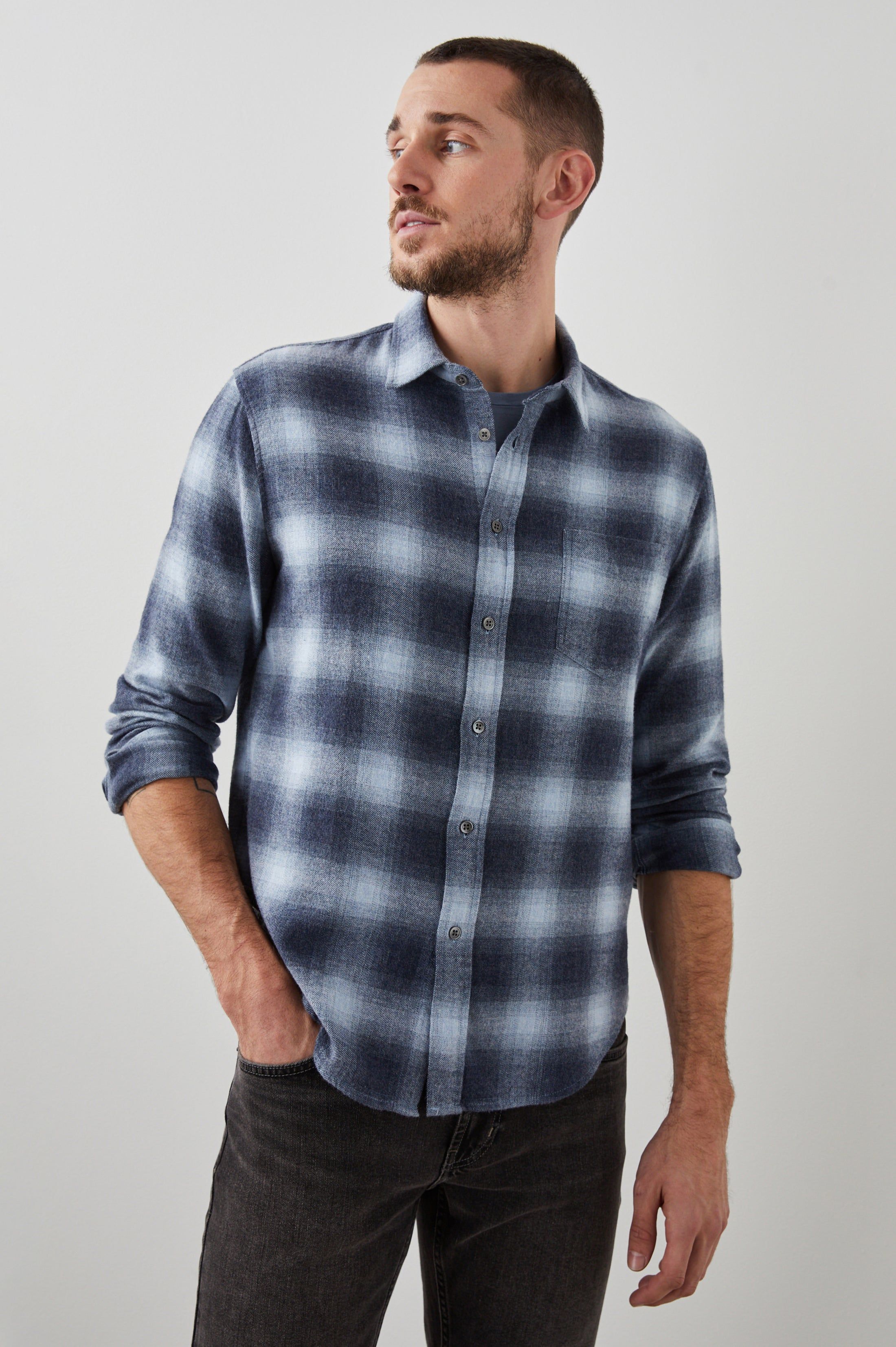 LENNOX SHIRT - DENIM SHADOW sold by Rails product image thumbnail 5