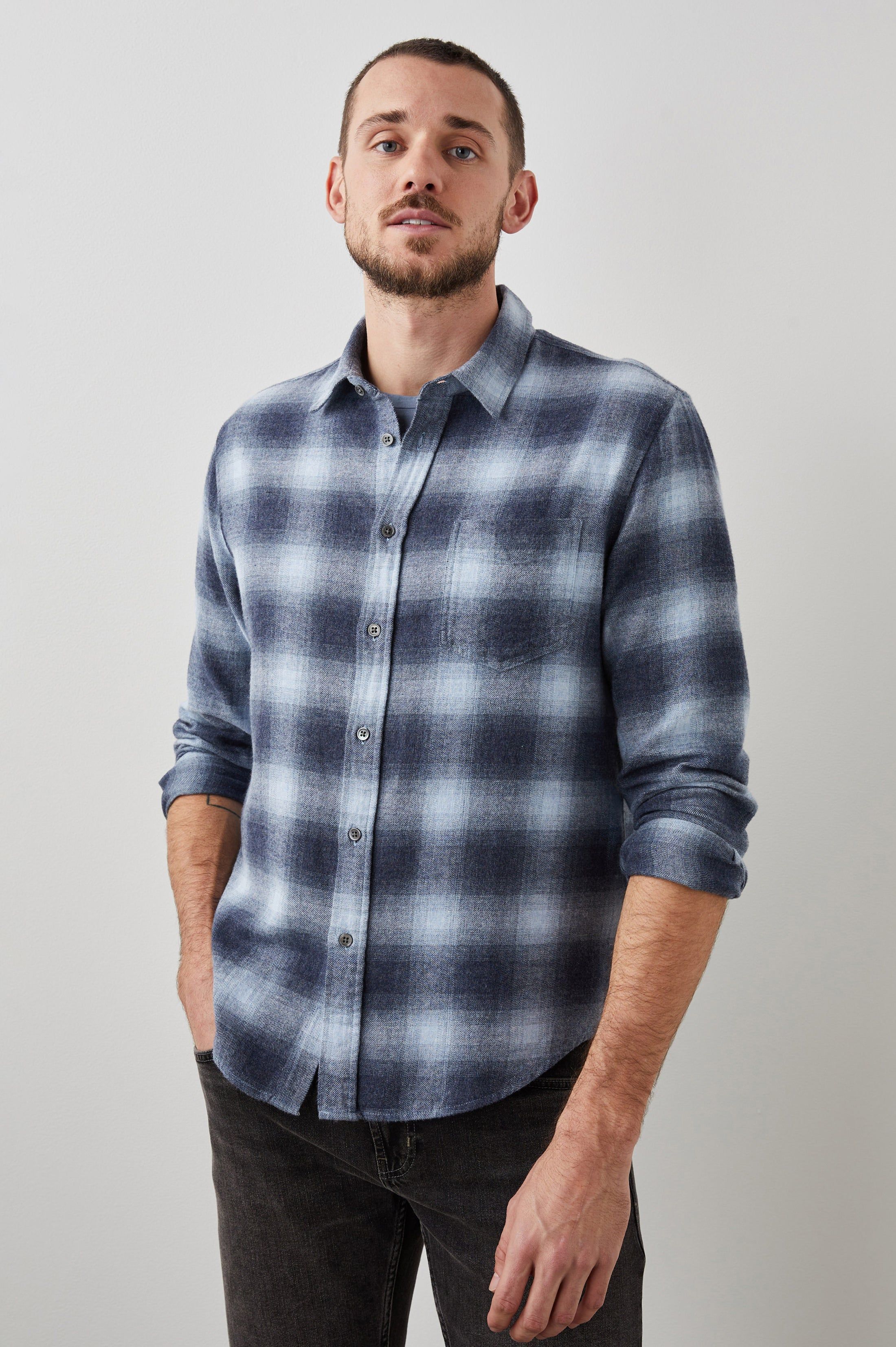 LENNOX SHIRT - DENIM SHADOW sold by Rails