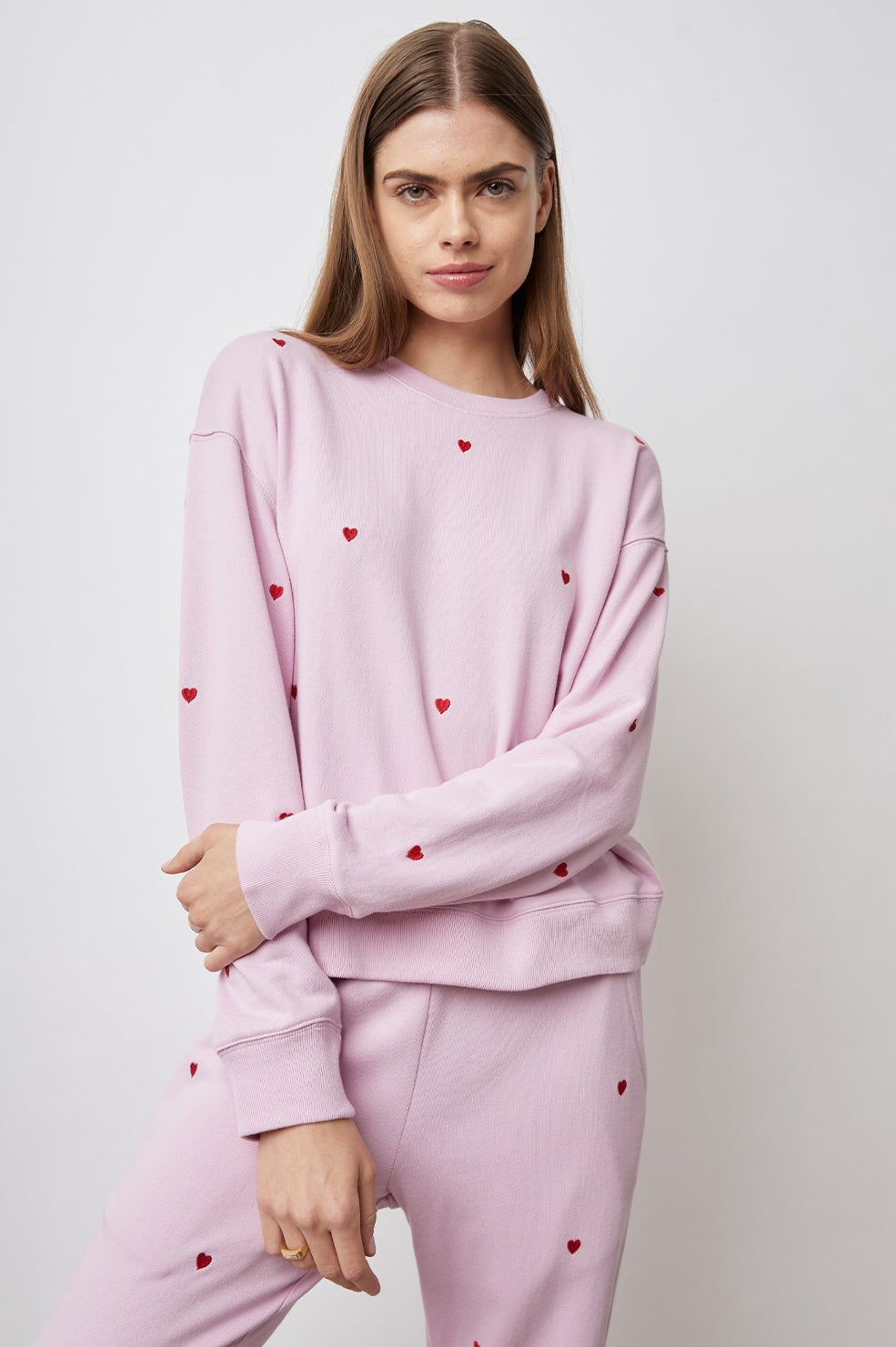 RAMONA SWEATSHIRT - RED EMBROIDERED HEARTS sold by Rails product image thumbnail 4