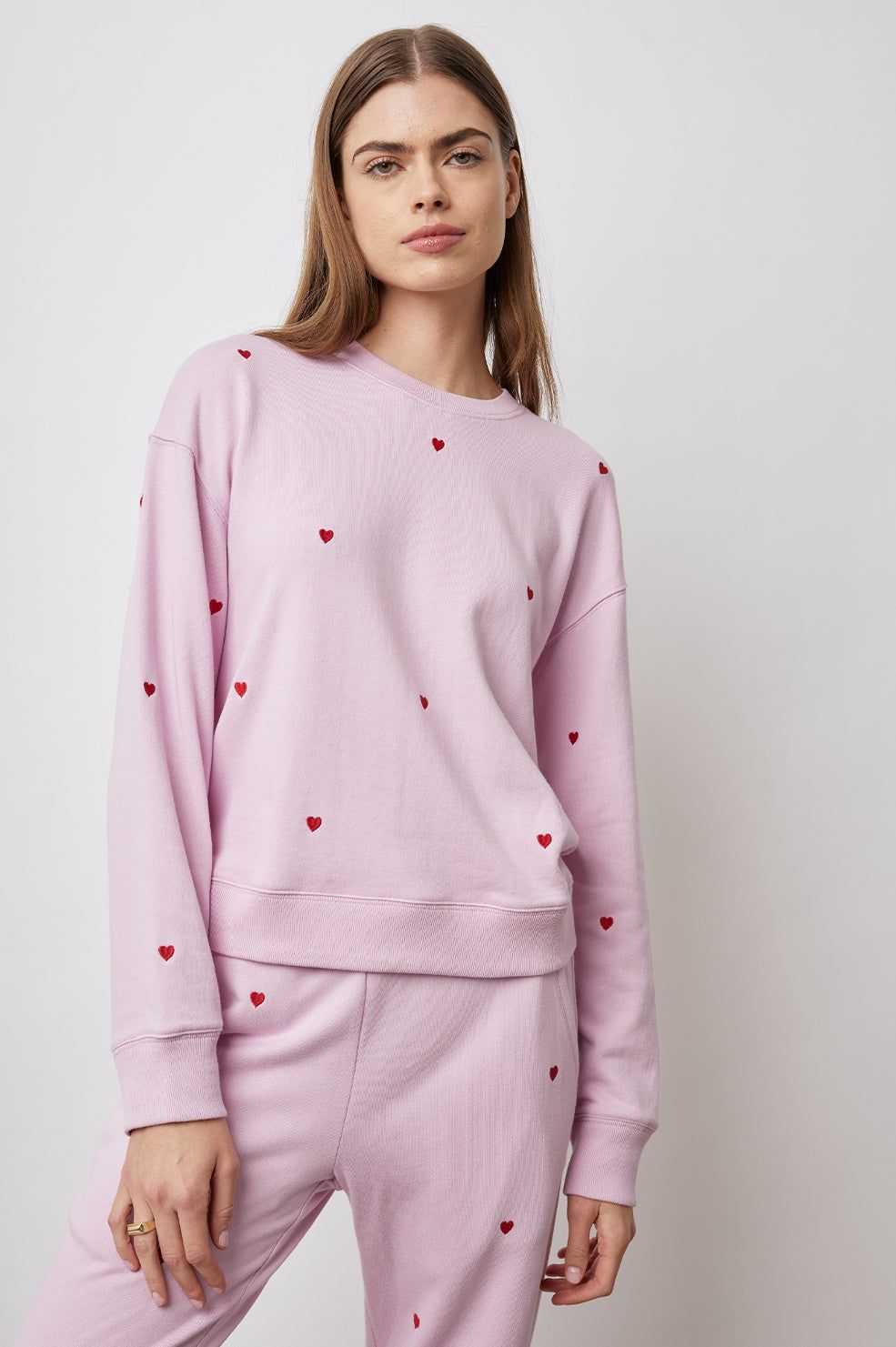 RAMONA SWEATSHIRT - RED EMBROIDERED HEARTS sold by Rails