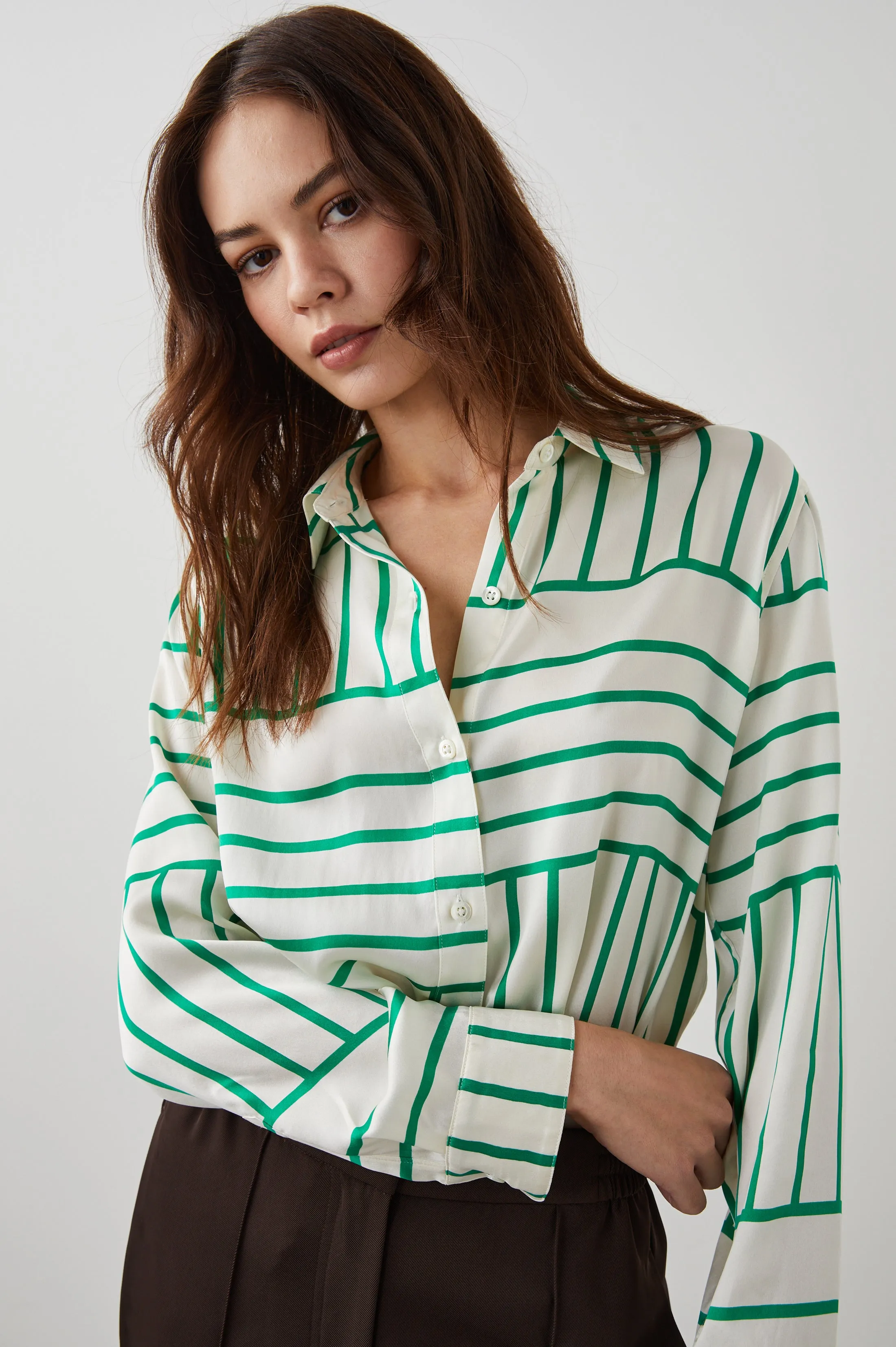 MARA SHIRT - GREEN LINE ART sold by Rails product image thumbnail 4