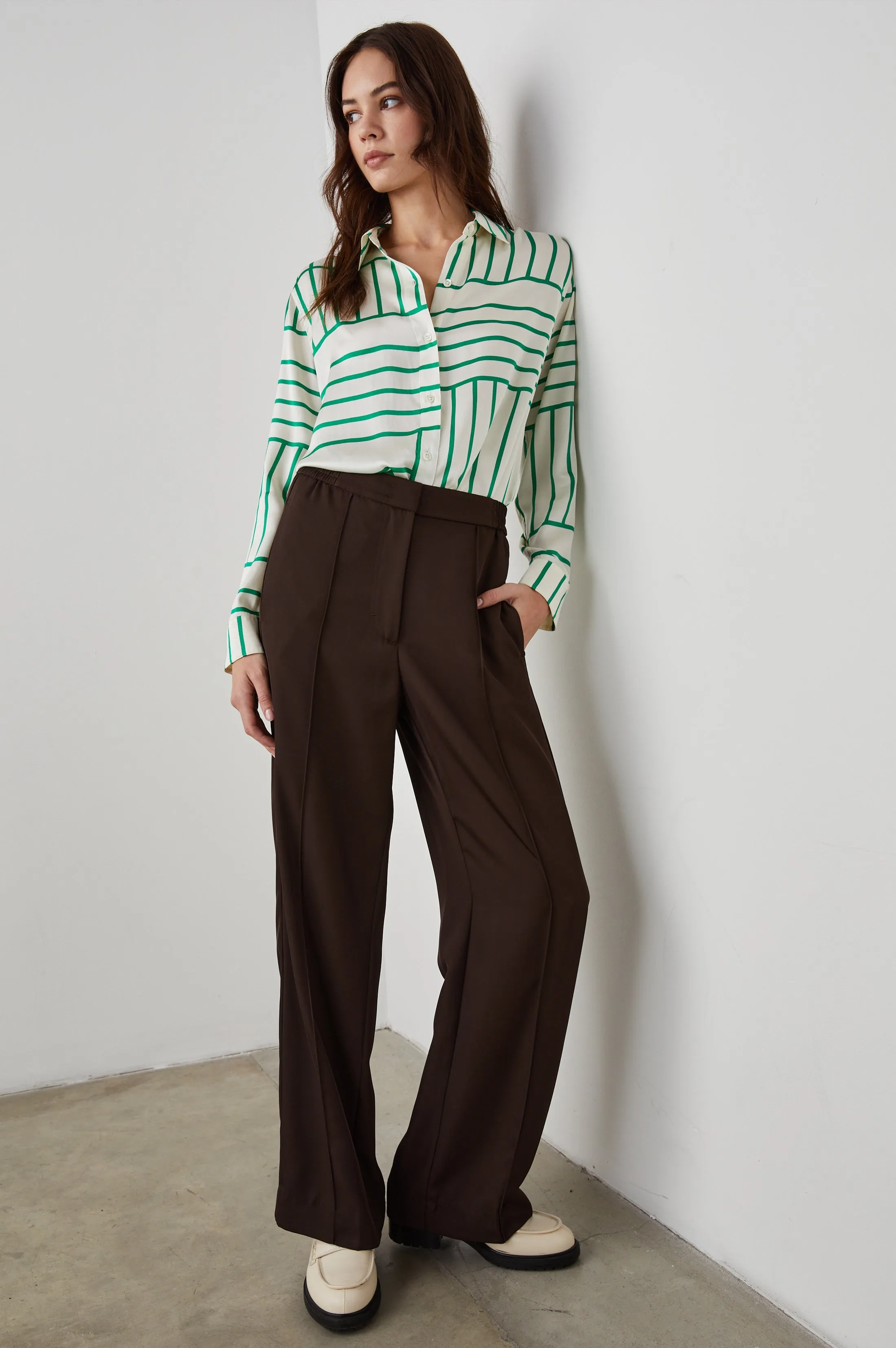 MARA SHIRT - GREEN LINE ART sold by Rails product image thumbnail 5