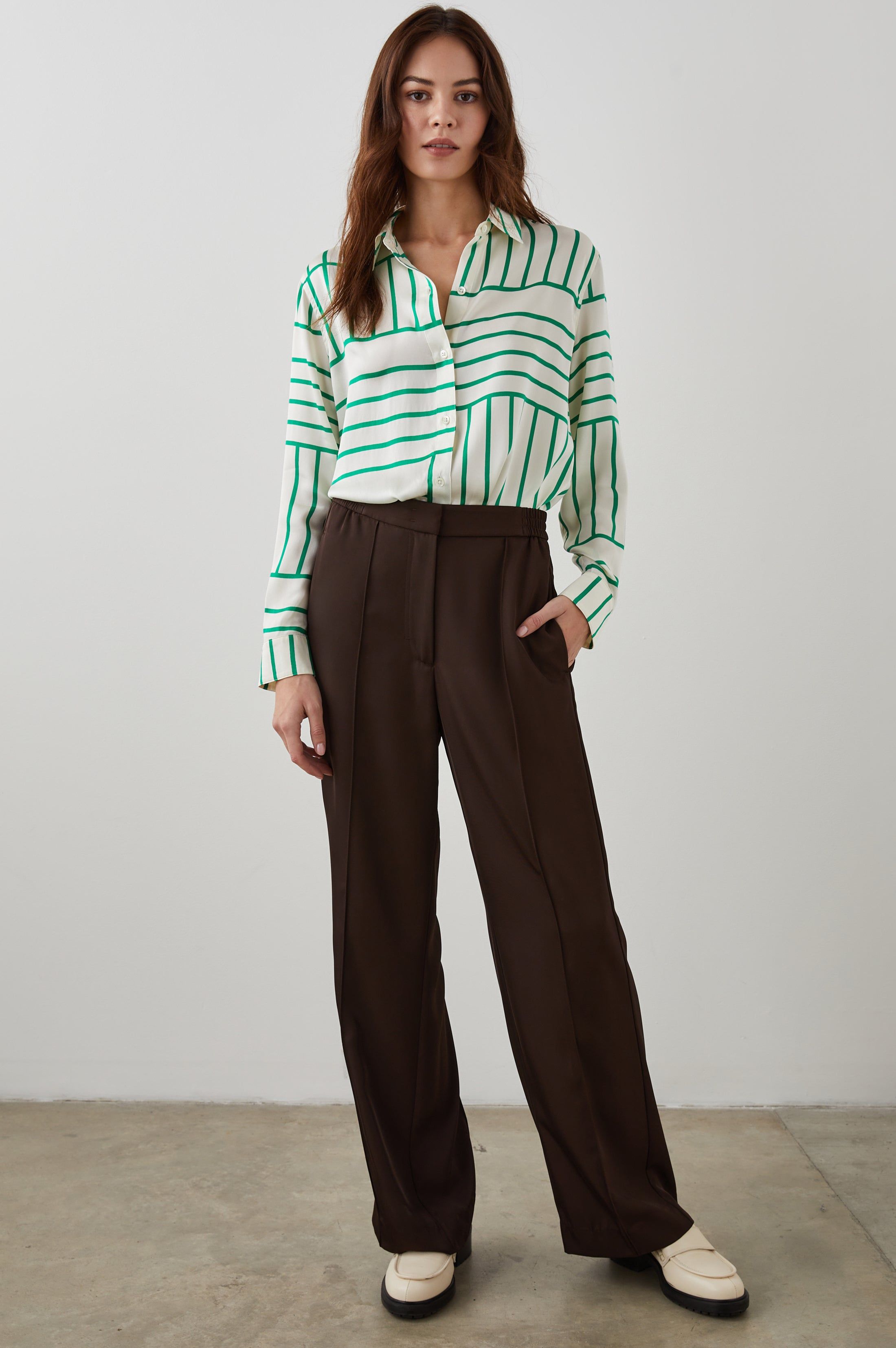 MARA SHIRT - GREEN LINE ART sold by Rails product image thumbnail 3