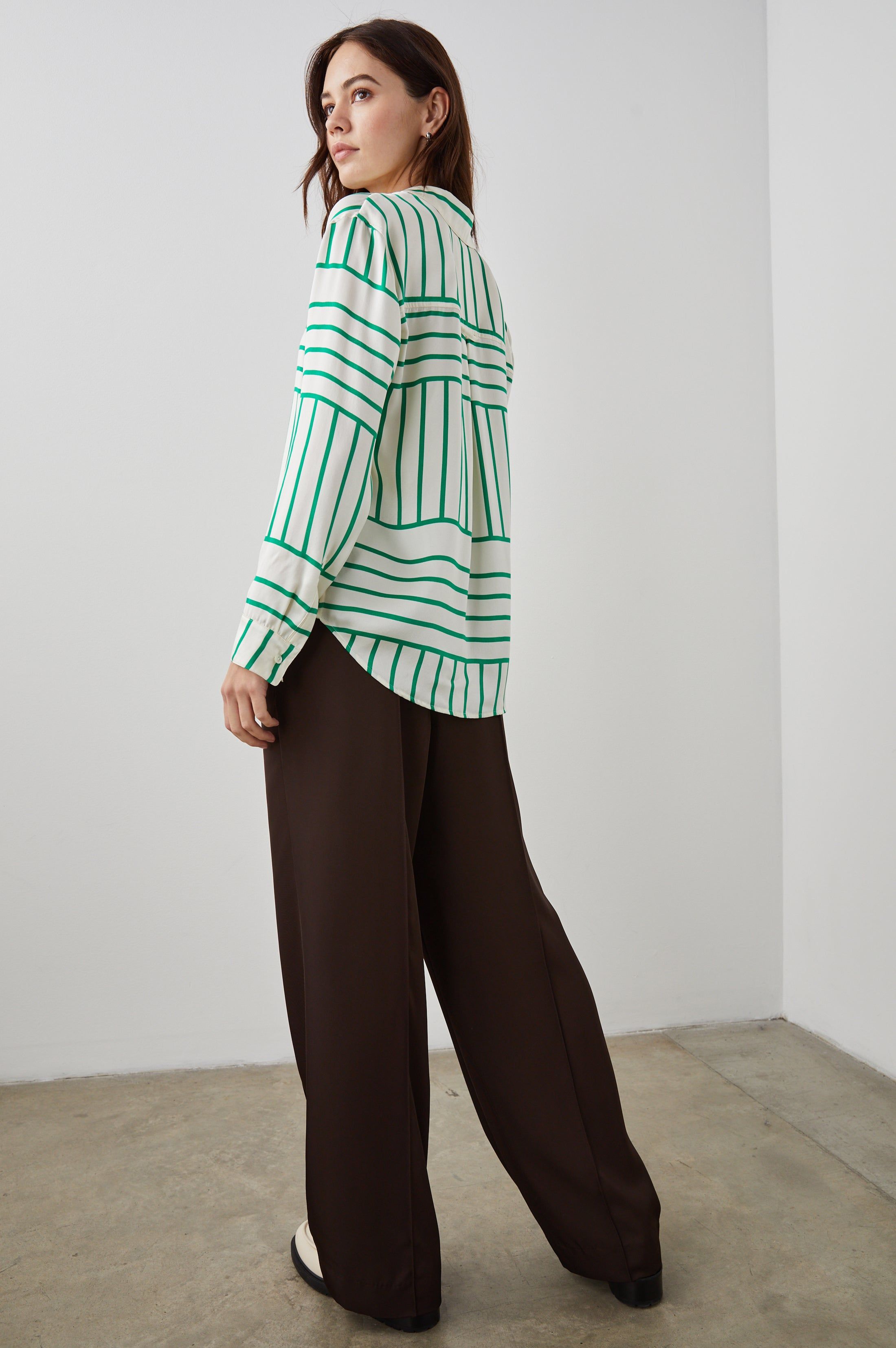 MARA SHIRT - GREEN LINE ART sold by Rails product image thumbnail 6