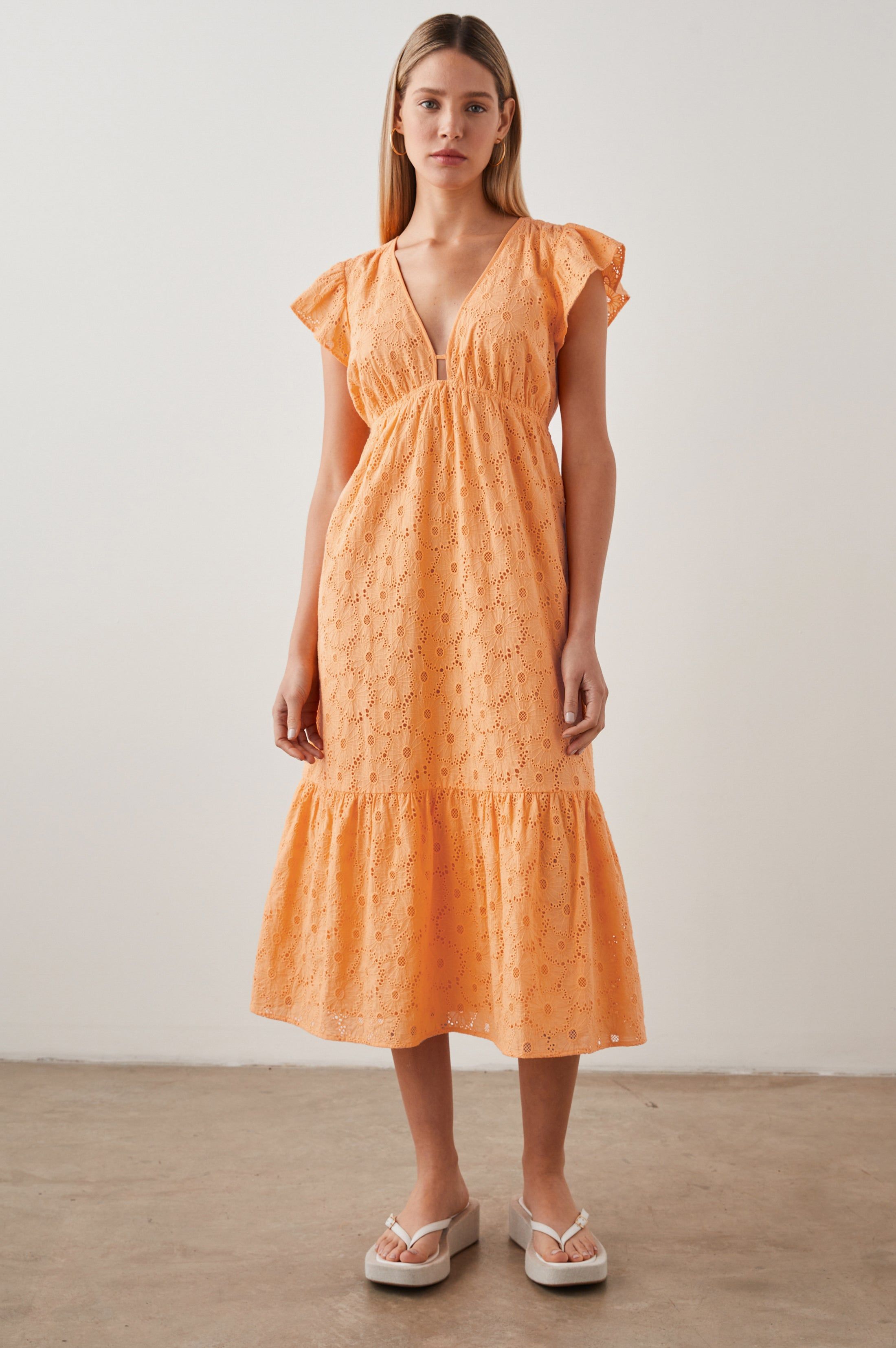 TINA DRESS - MARIGOLD EYELET sold by Rails