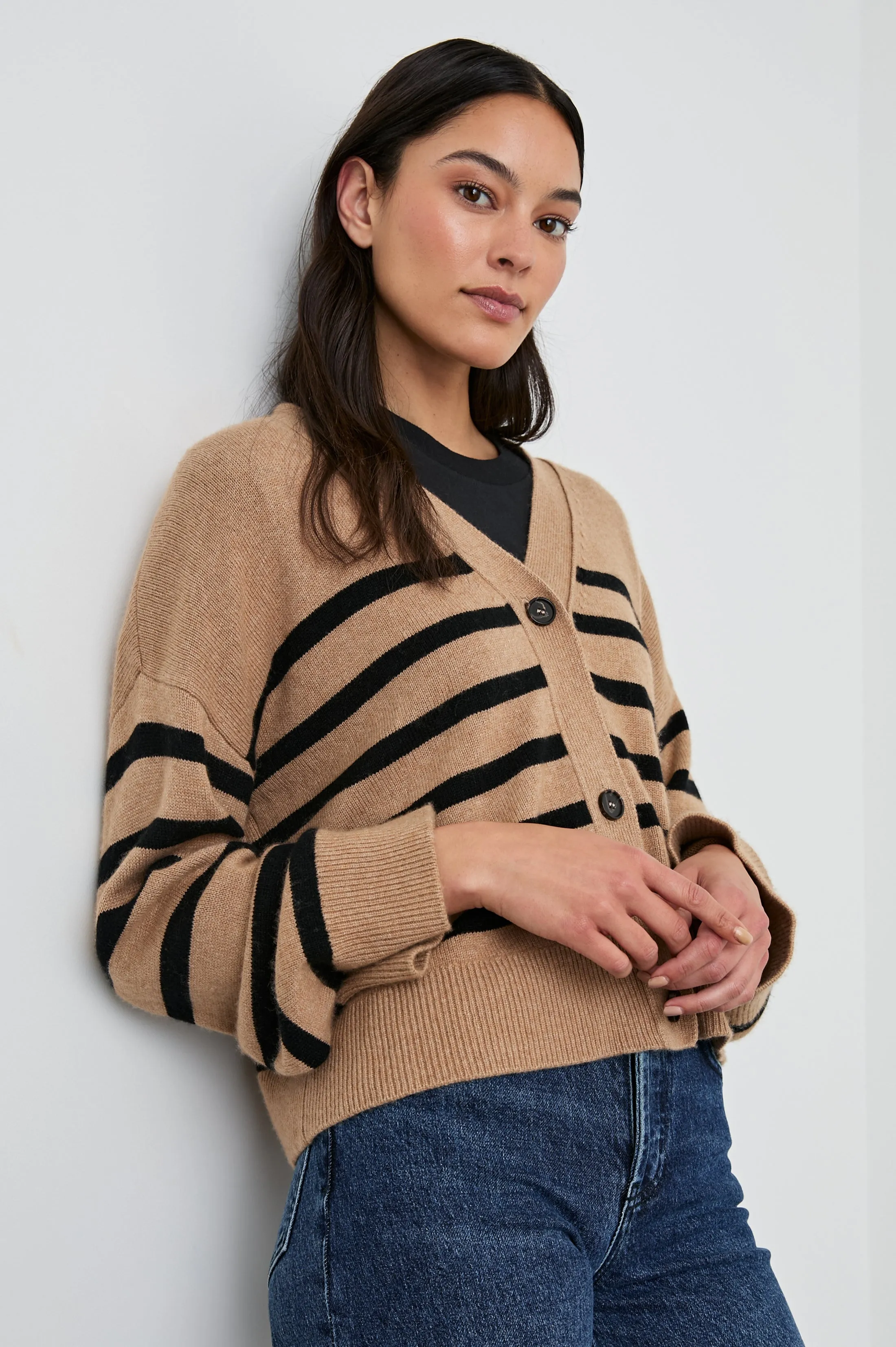 GENEVA CARDIGAN - CAMEL BLACK STRIPE sold by Rails product image thumbnail 4