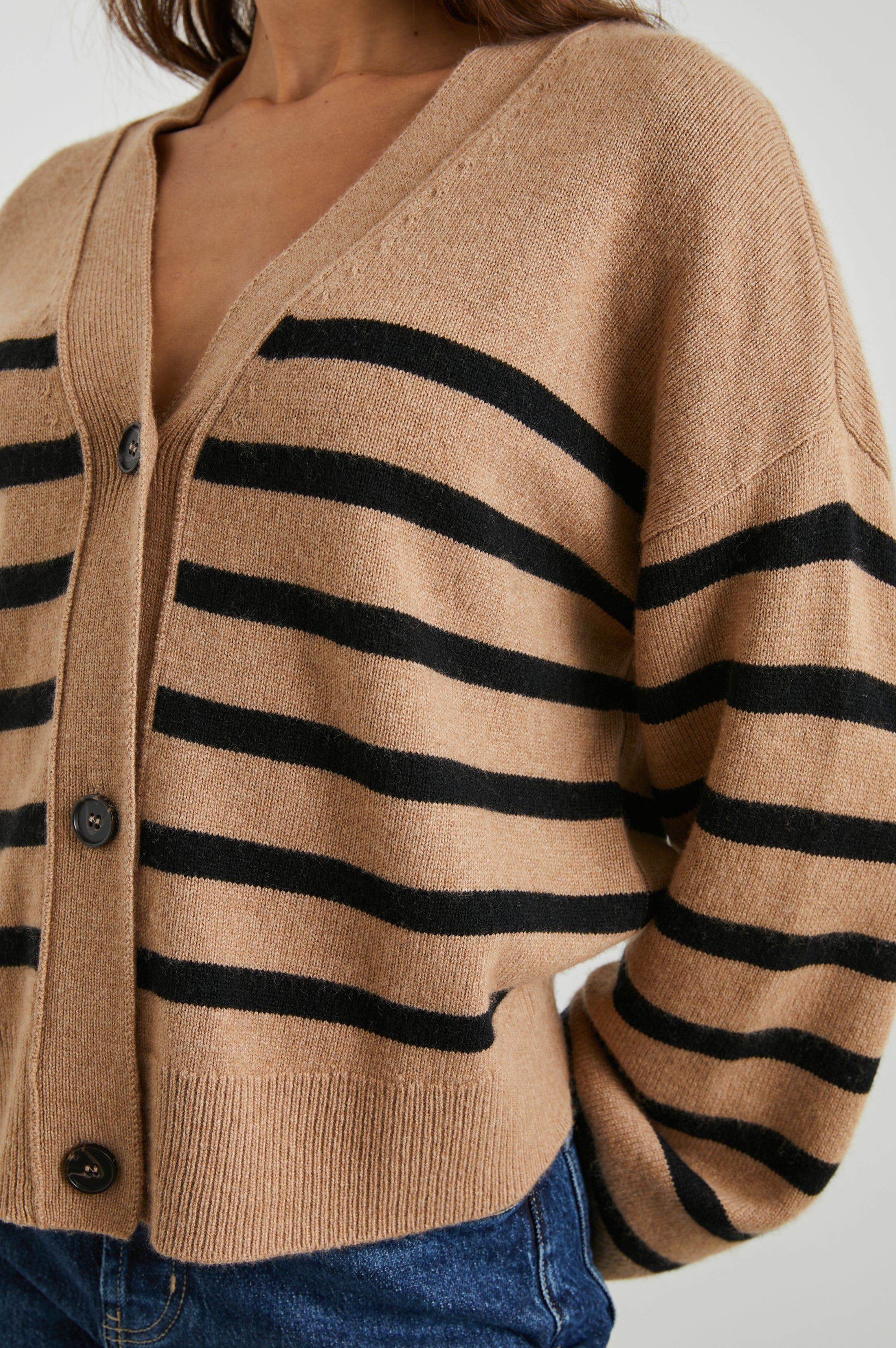 GENEVA CARDIGAN - CAMEL BLACK STRIPE sold by Rails product image thumbnail 2