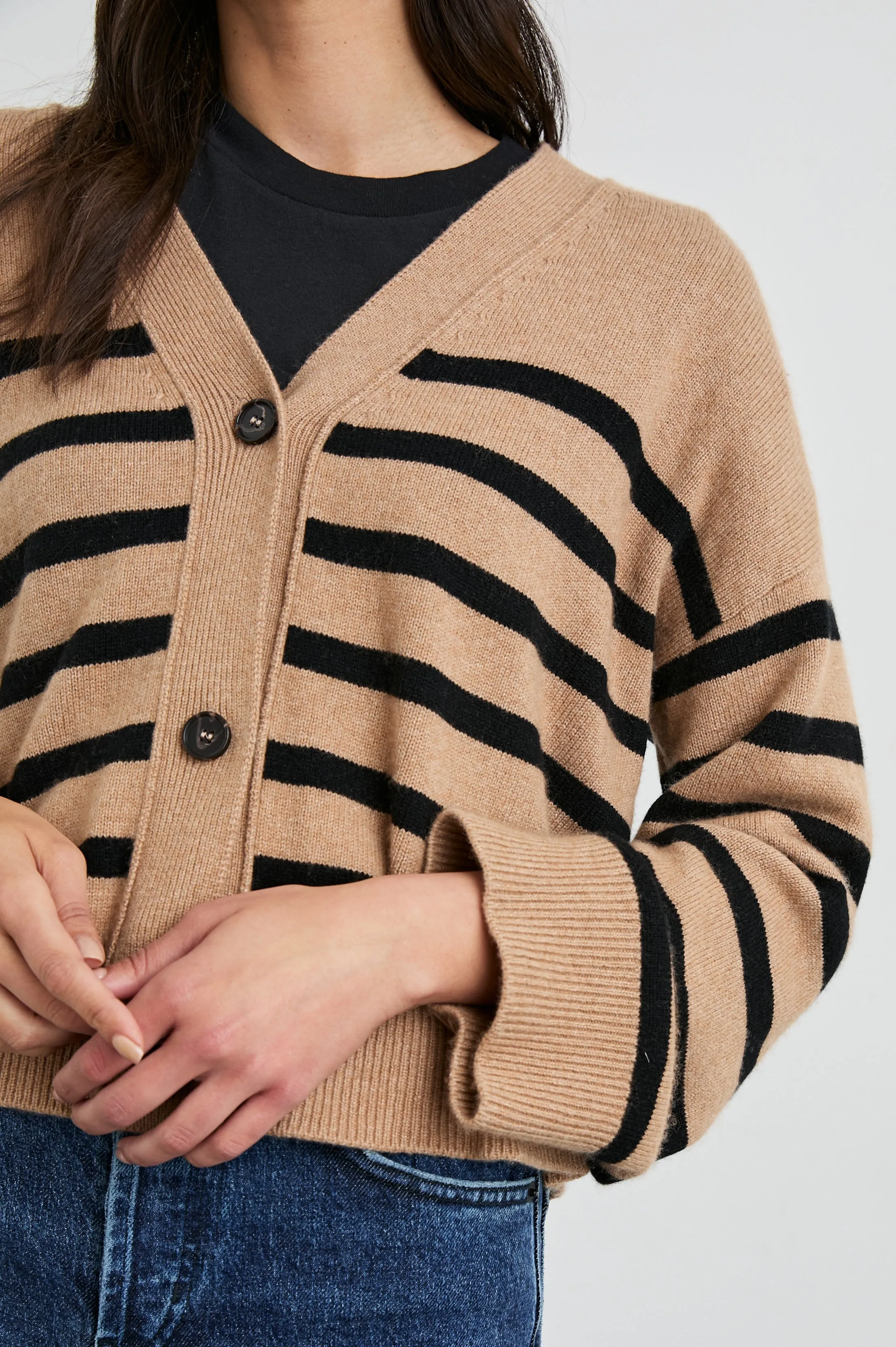 GENEVA CARDIGAN - CAMEL BLACK STRIPE sold by Rails product image thumbnail 2
