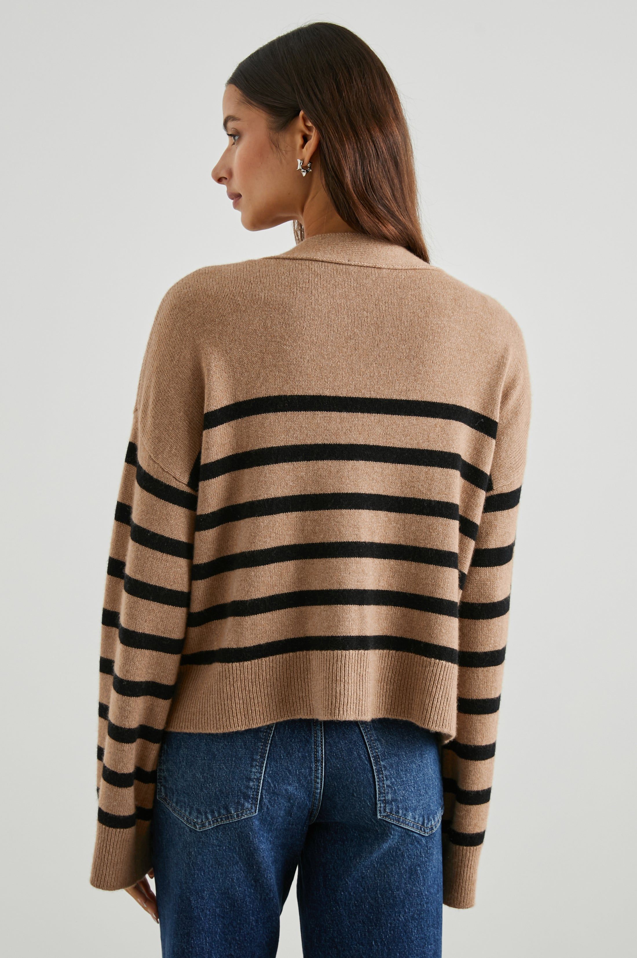 GENEVA CARDIGAN - CAMEL BLACK STRIPE sold by Rails product image thumbnail 5