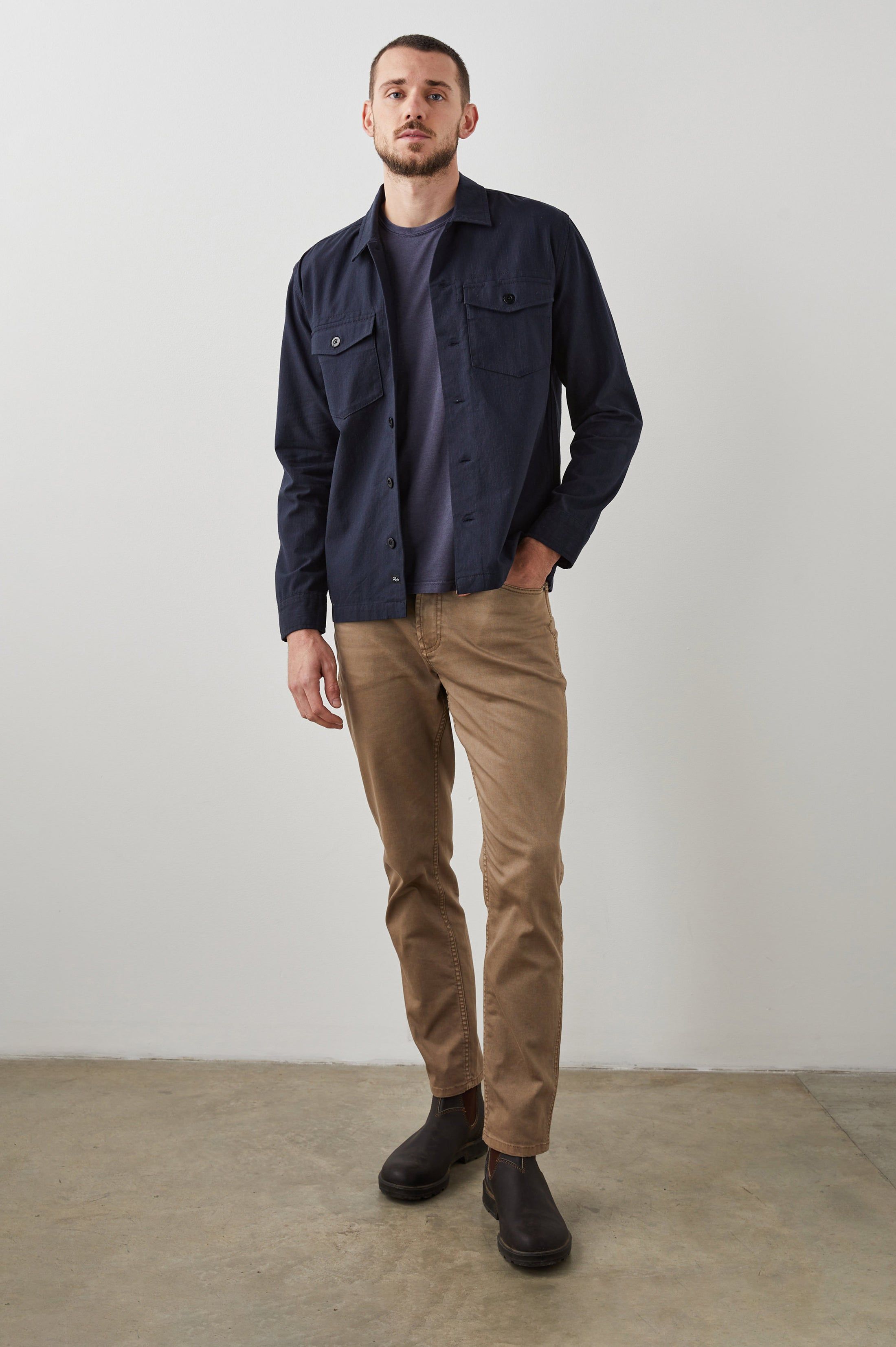 KEROUAC SHIRT JACKET - NAVY CHARCOAL PIN STRIPE sold by Rails product image thumbnail 3