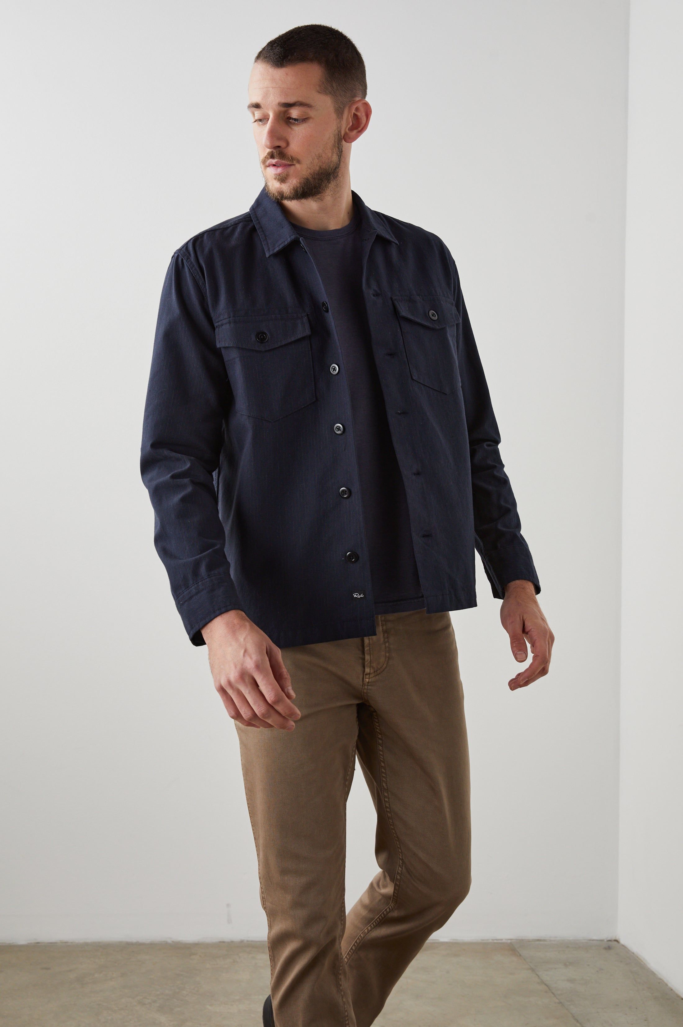 KEROUAC SHIRT JACKET - NAVY CHARCOAL PIN STRIPE sold by Rails product image thumbnail 5