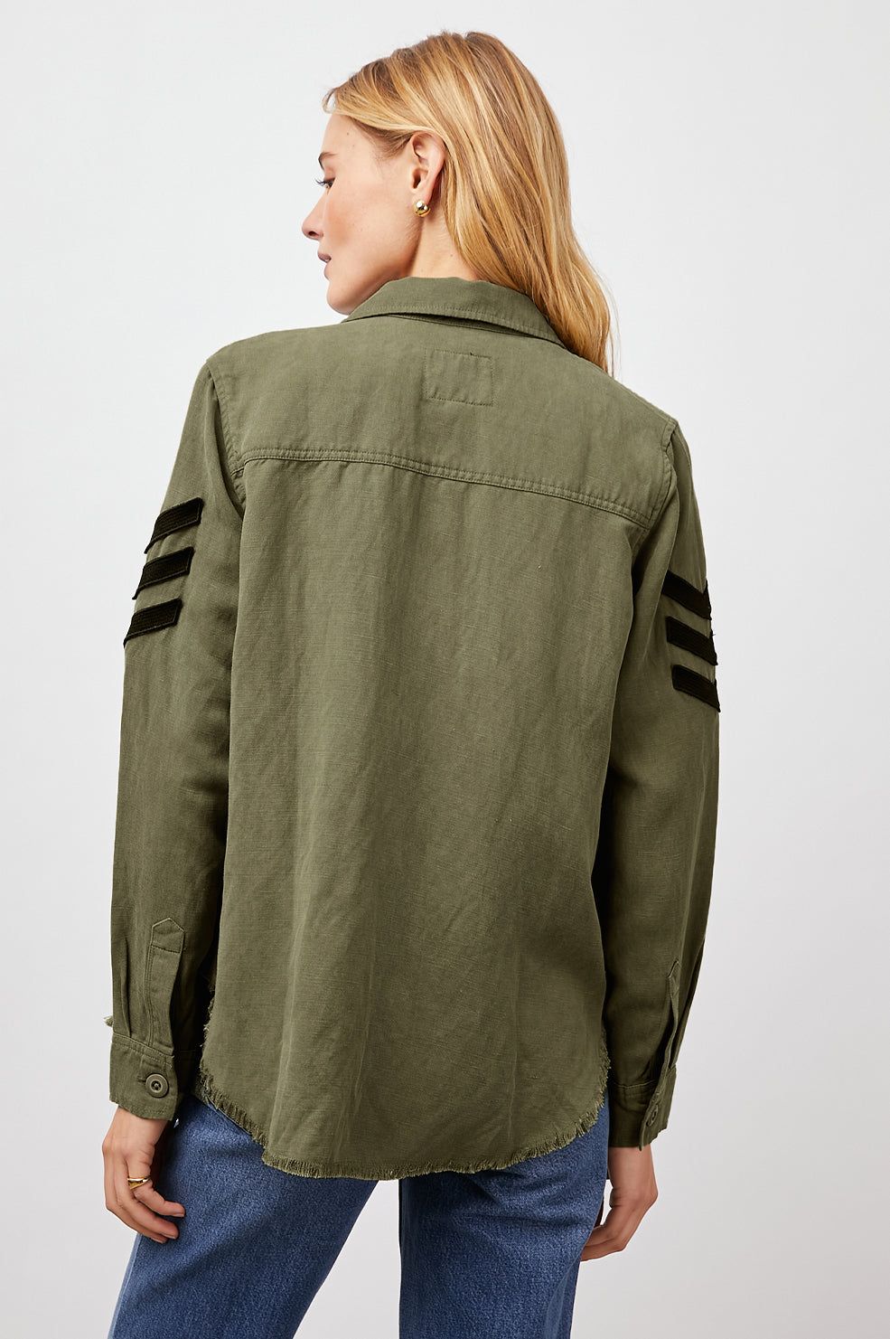 LOREN SHIRT JACKET - OLIVE BLACK MILITARY SATIN PATCHES sold by Rails product image thumbnail 4