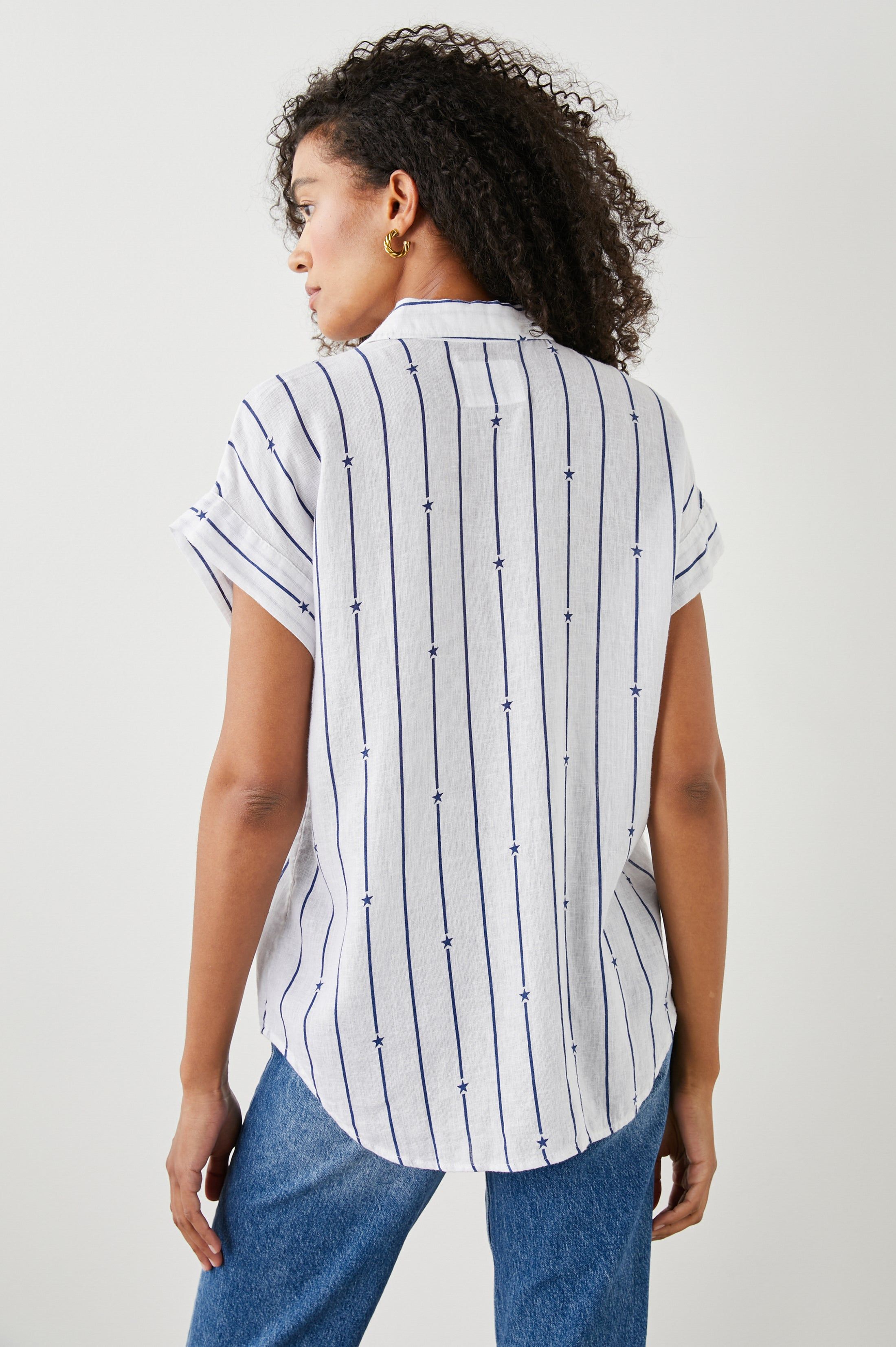 JAMIE SHIRT - NAVY STAR STRIPE sold by Rails product image thumbnail 5