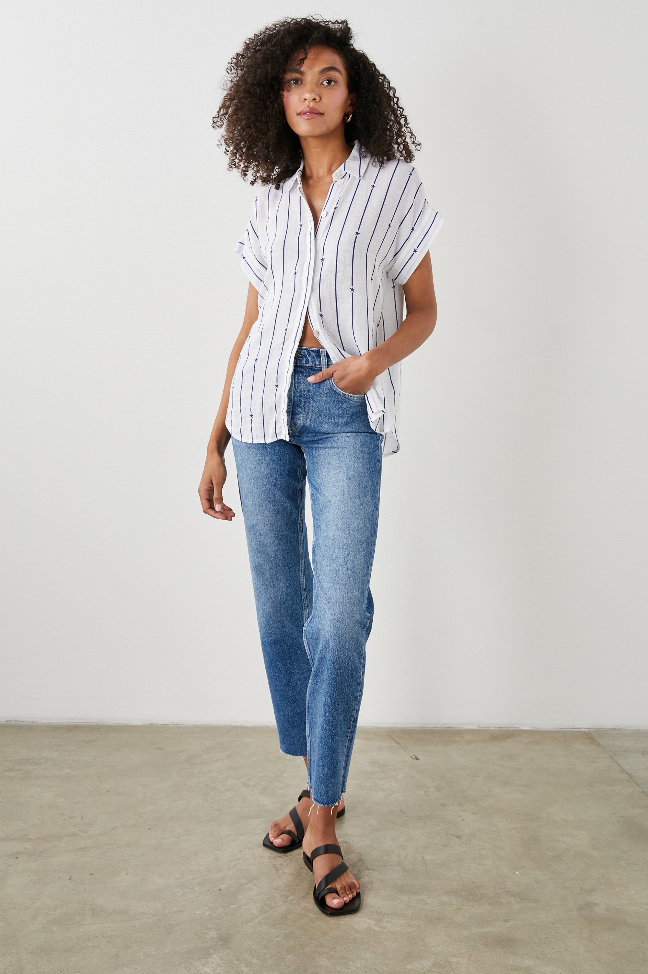 JAMIE SHIRT - NAVY STAR STRIPE sold by Rails product image thumbnail 3