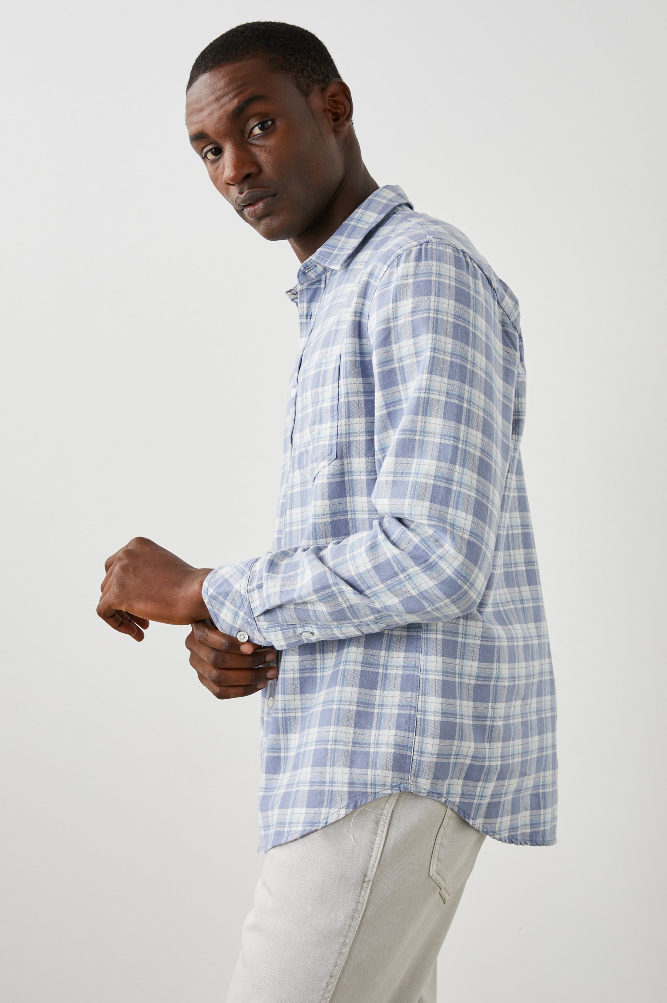 WYATT SHIRT - SEAGLASS WHITE TOPAZ sold by Rails product image thumbnail 4