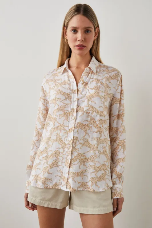 CHARLI SHIRT - GOLD CHEETAH sold by Rails
