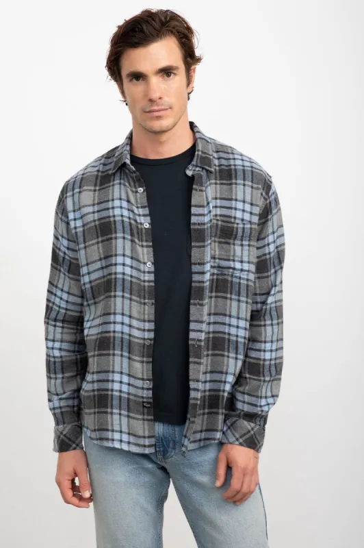 LENNOX SHIRT - DARK WATER MELANGE sold by Rails