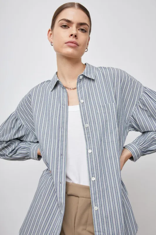 JANAE SHIRT - BANK STRIPE sold by Rails