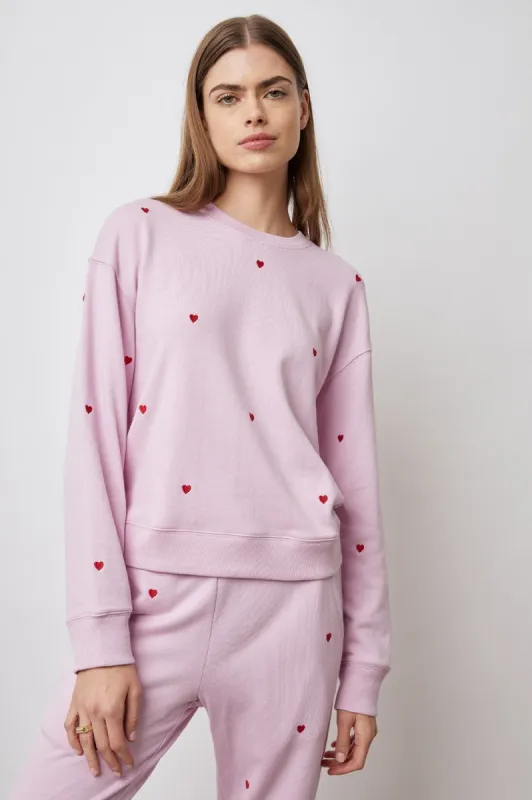 RAMONA SWEATSHIRT - RED EMBROIDERED HEARTS sold by Rails