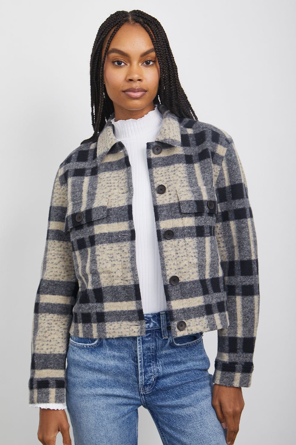 STEFFI JACKET - TAN PACIFIC CHECK sold by Rails