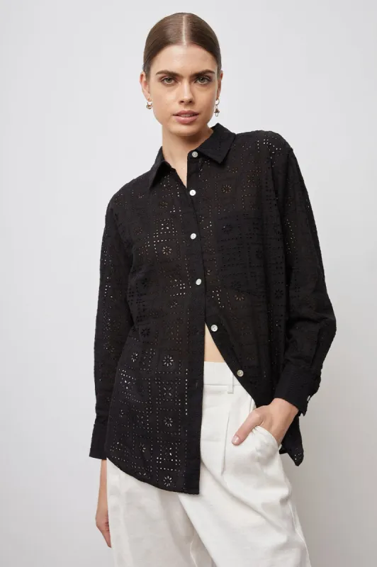 ARLO SHIRT - BLACK SEA EYELET sold by Rails