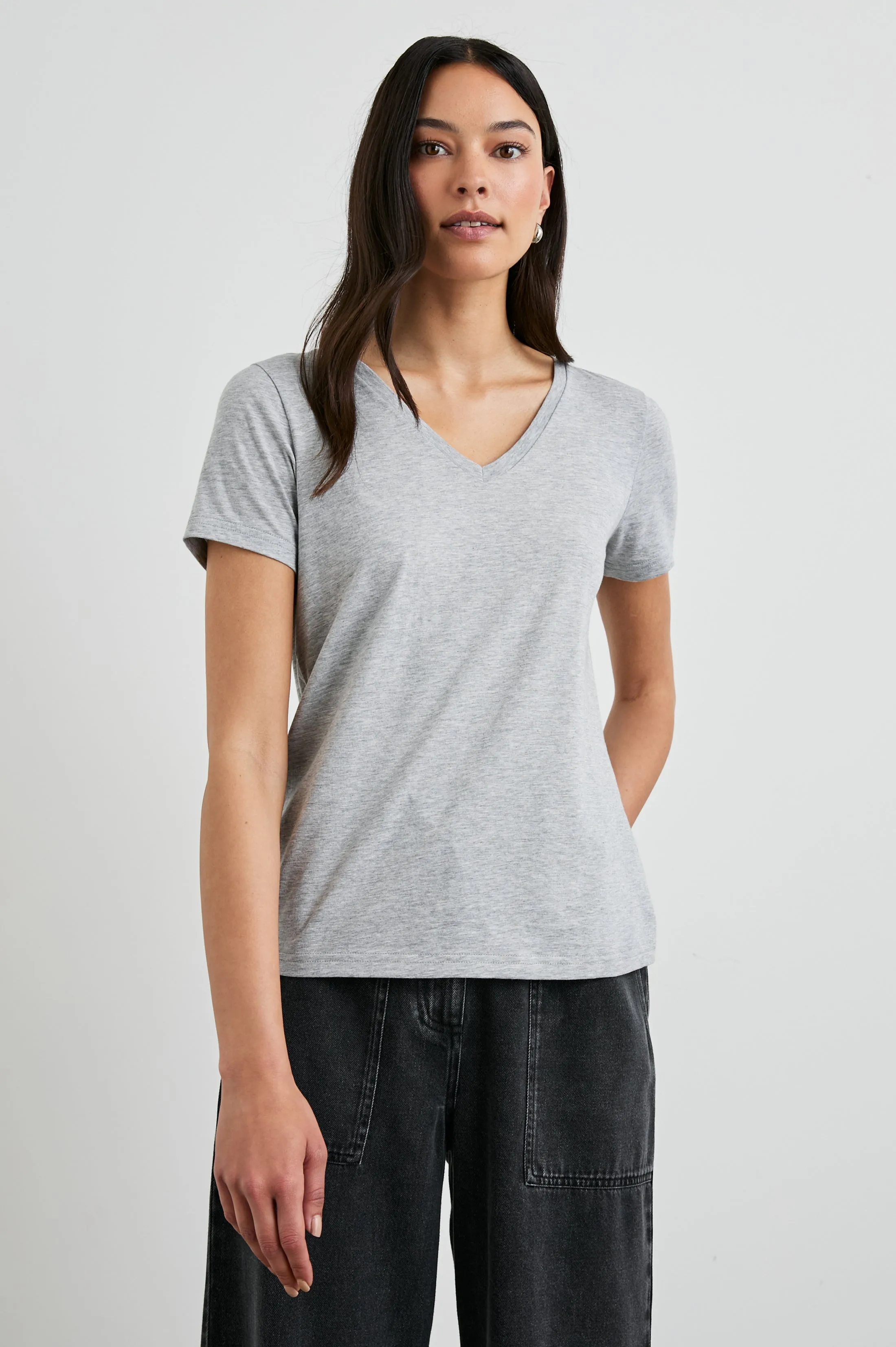 CLASSIC V NECK T-SHIRT - HEATHER GREY sold by Rails product image thumbnail 3