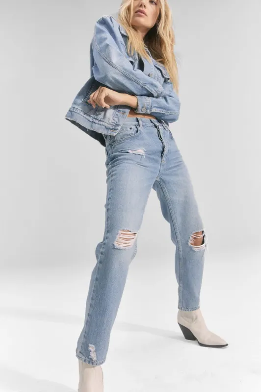 ATWATER BOYFRIEND - SLOUCHY STRAIGHT - ORIGINAL BLUE DISTRESSED sold by Rails