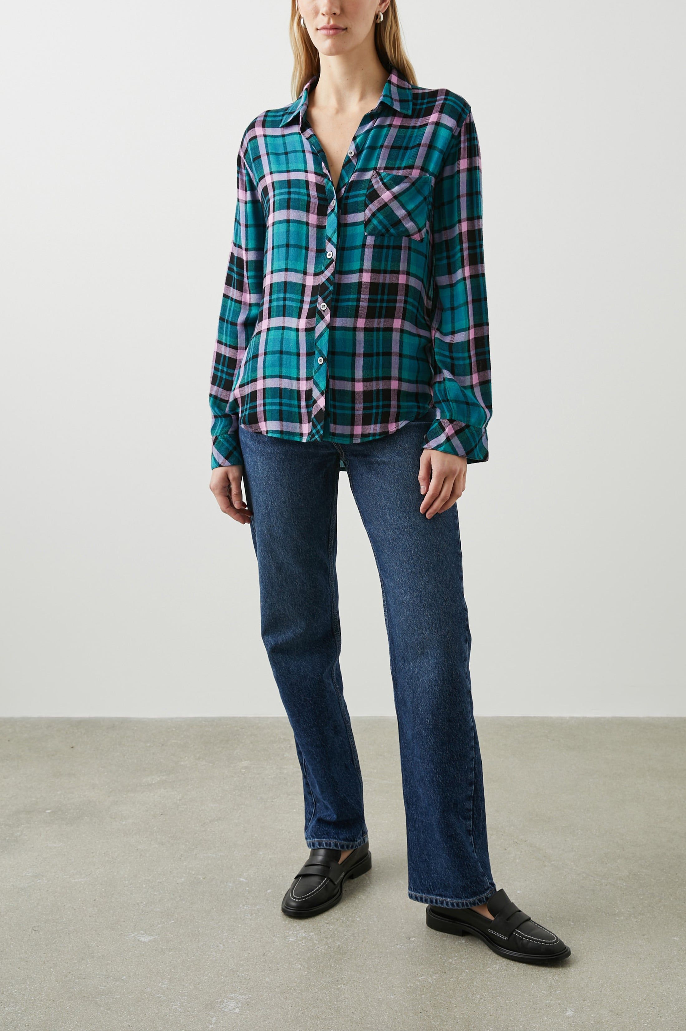 HUNTER SHIRT - AQUA LILAC sold by Rails product image thumbnail 3