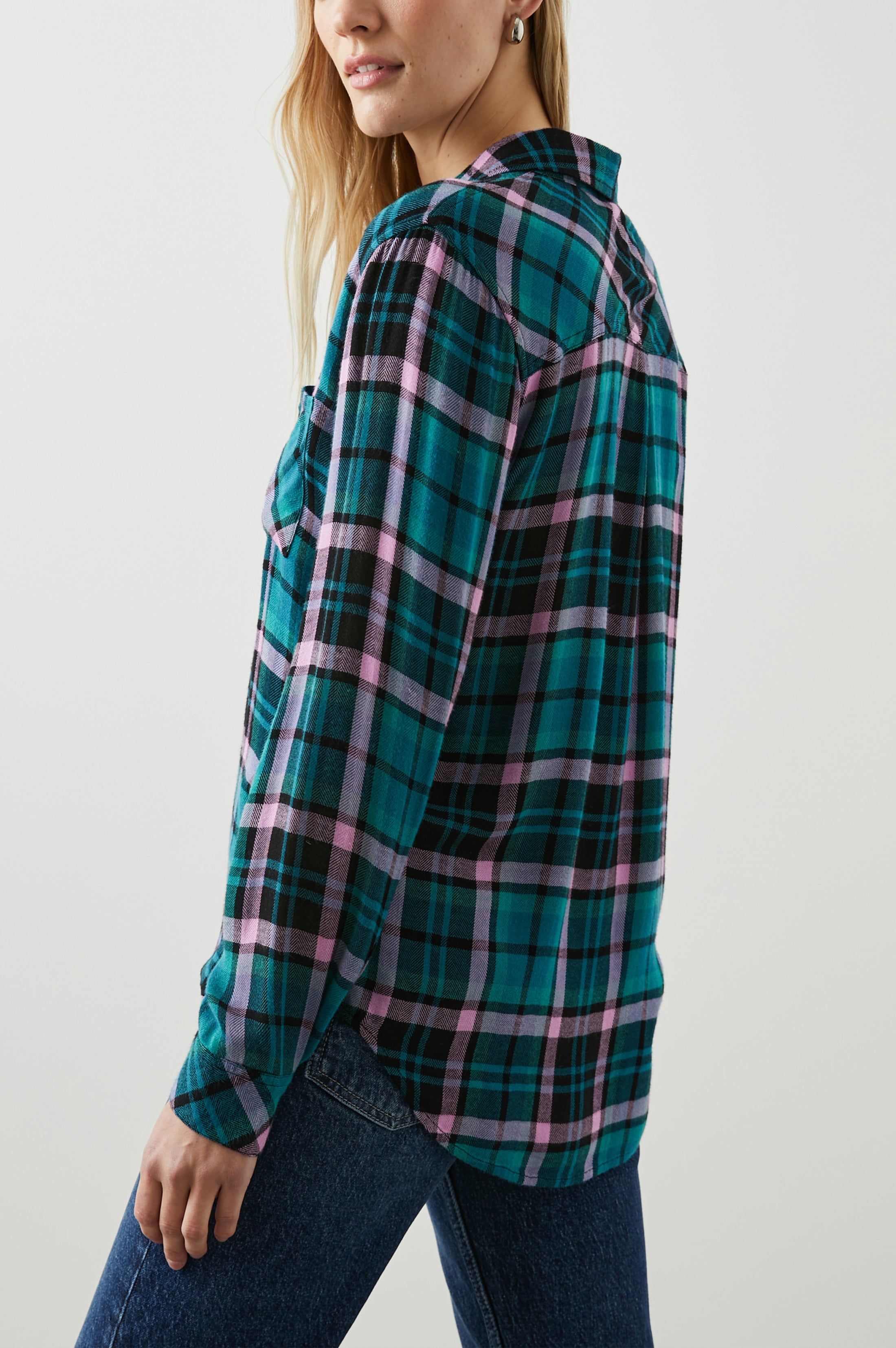 HUNTER SHIRT - AQUA LILAC sold by Rails product image thumbnail 4