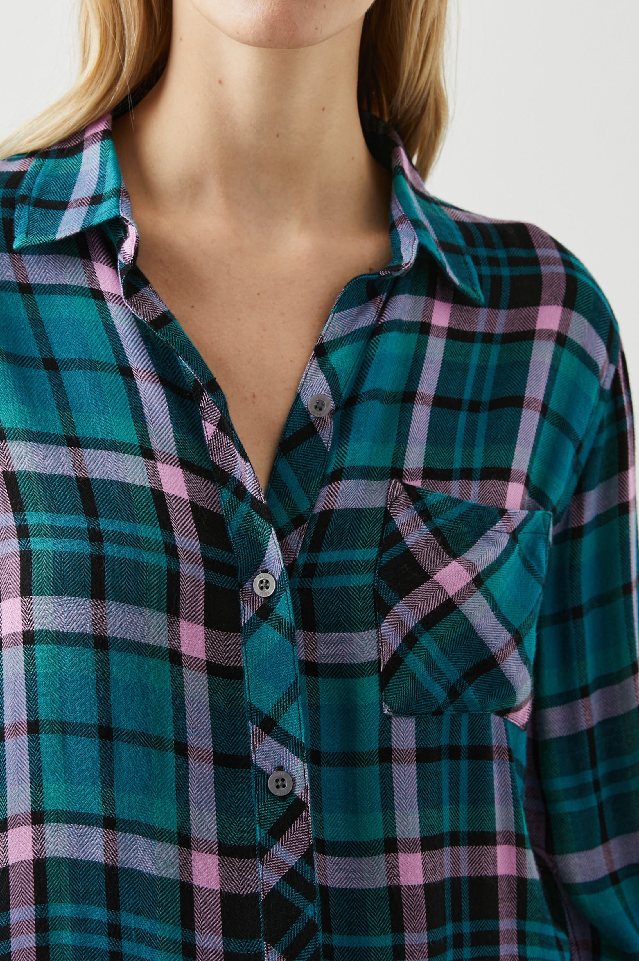 HUNTER SHIRT - AQUA LILAC sold by Rails product image thumbnail 2