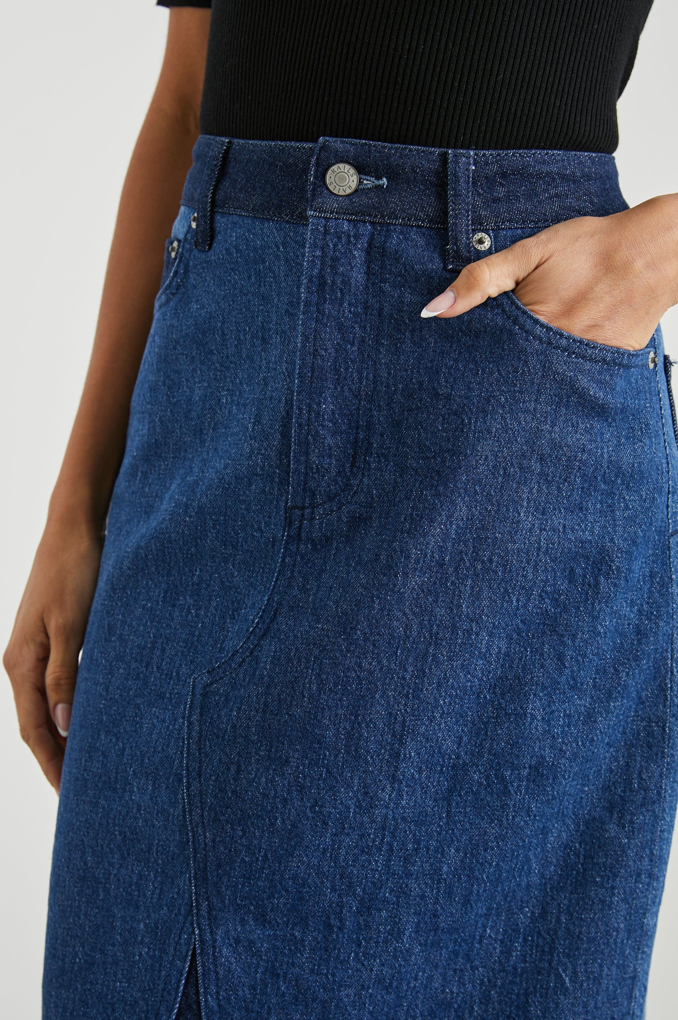 HIGHLAND SKIRT - INDIGO PATCHWORK sold by Rails product image thumbnail 5