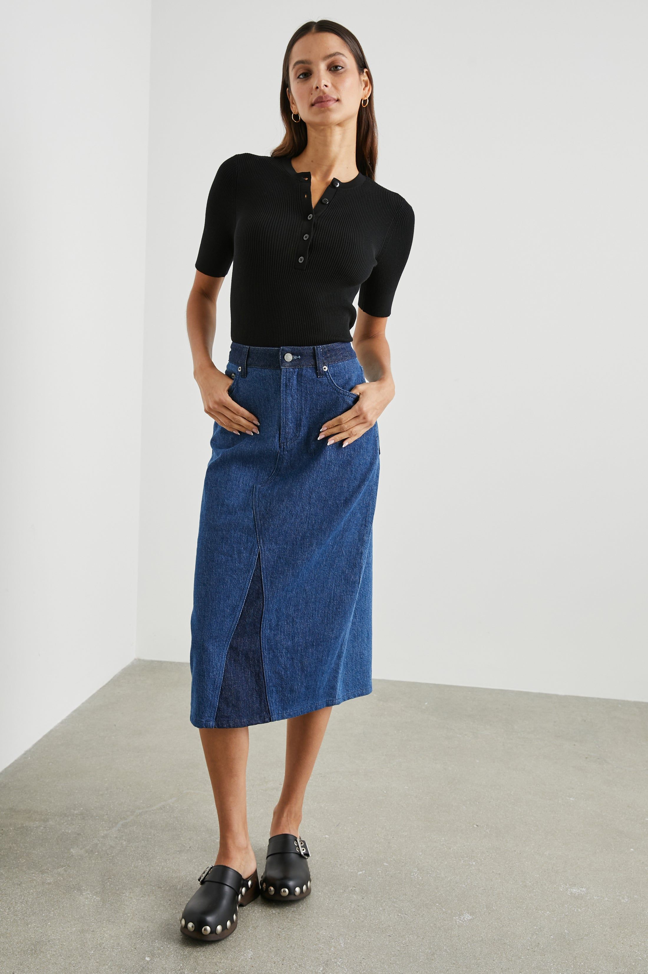 HIGHLAND SKIRT - INDIGO PATCHWORK sold by Rails product image thumbnail 2