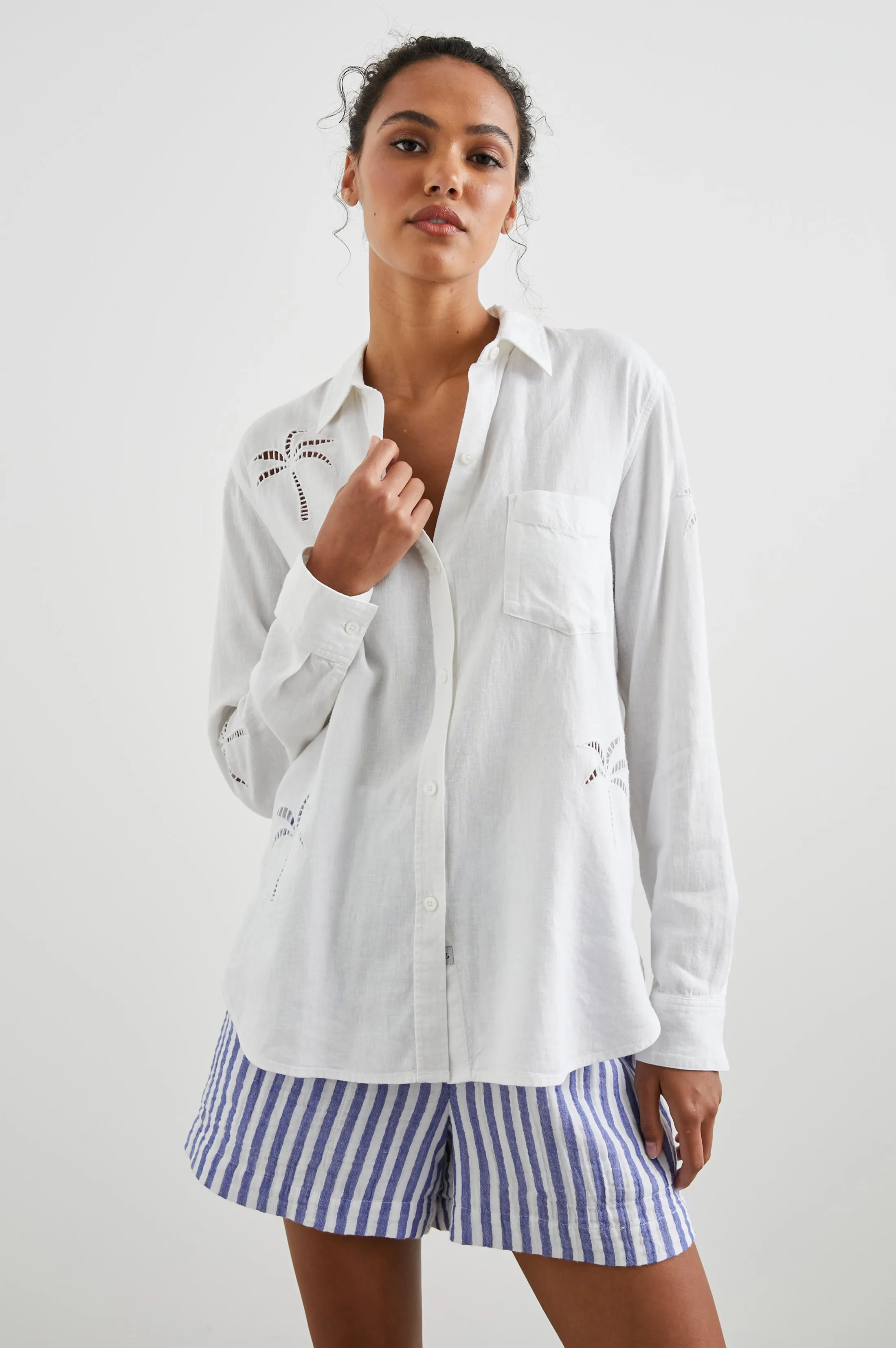 CHARLI SHIRT - WHITE PALM TREE EYELET sold by Rails product image thumbnail 4