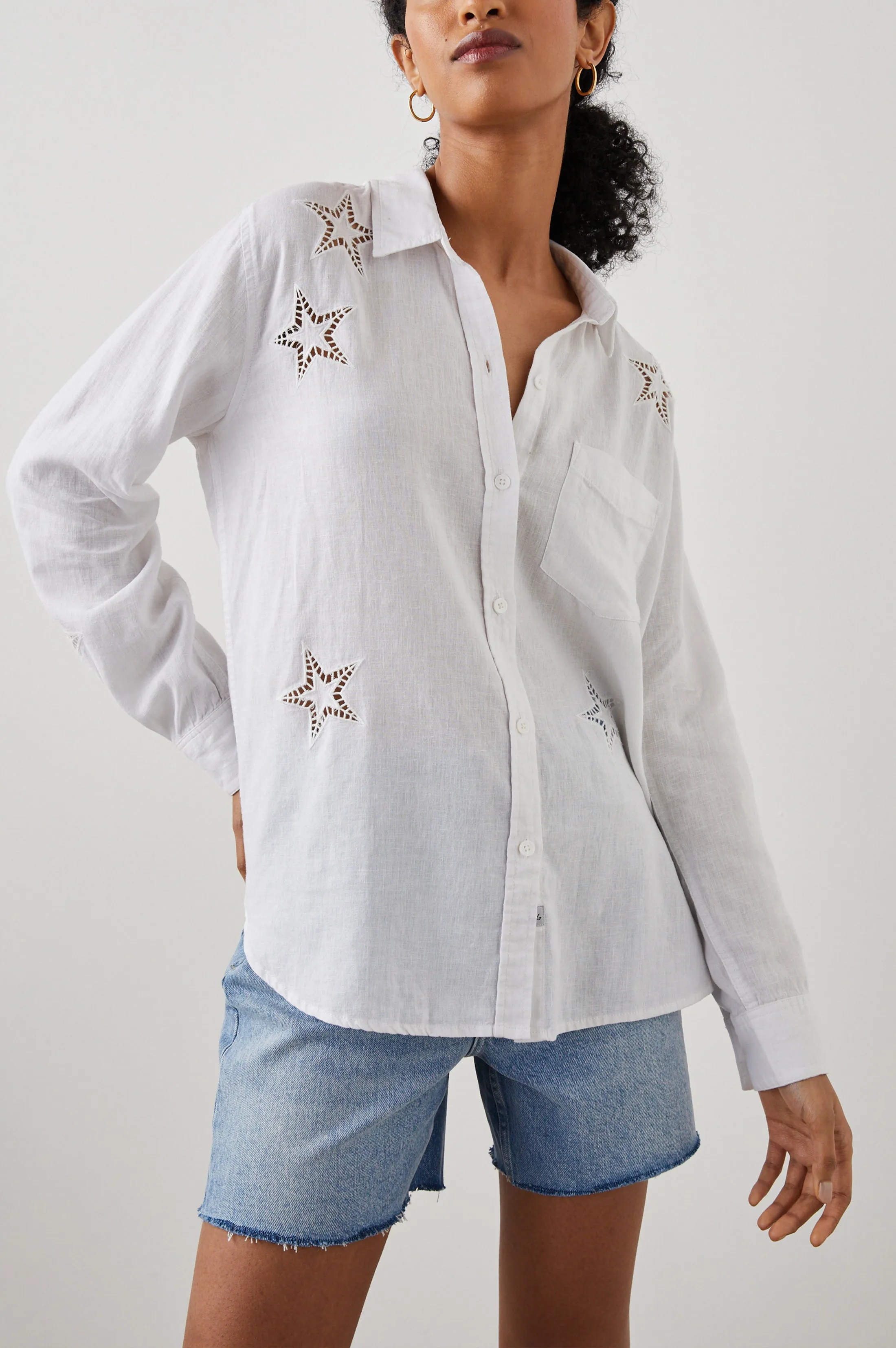 CHARLI SHIRT - WHITE EYELET STARS sold by Rails product image thumbnail 2