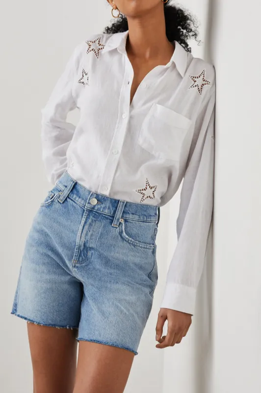 CHARLI SHIRT - WHITE EYELET STARS sold by Rails