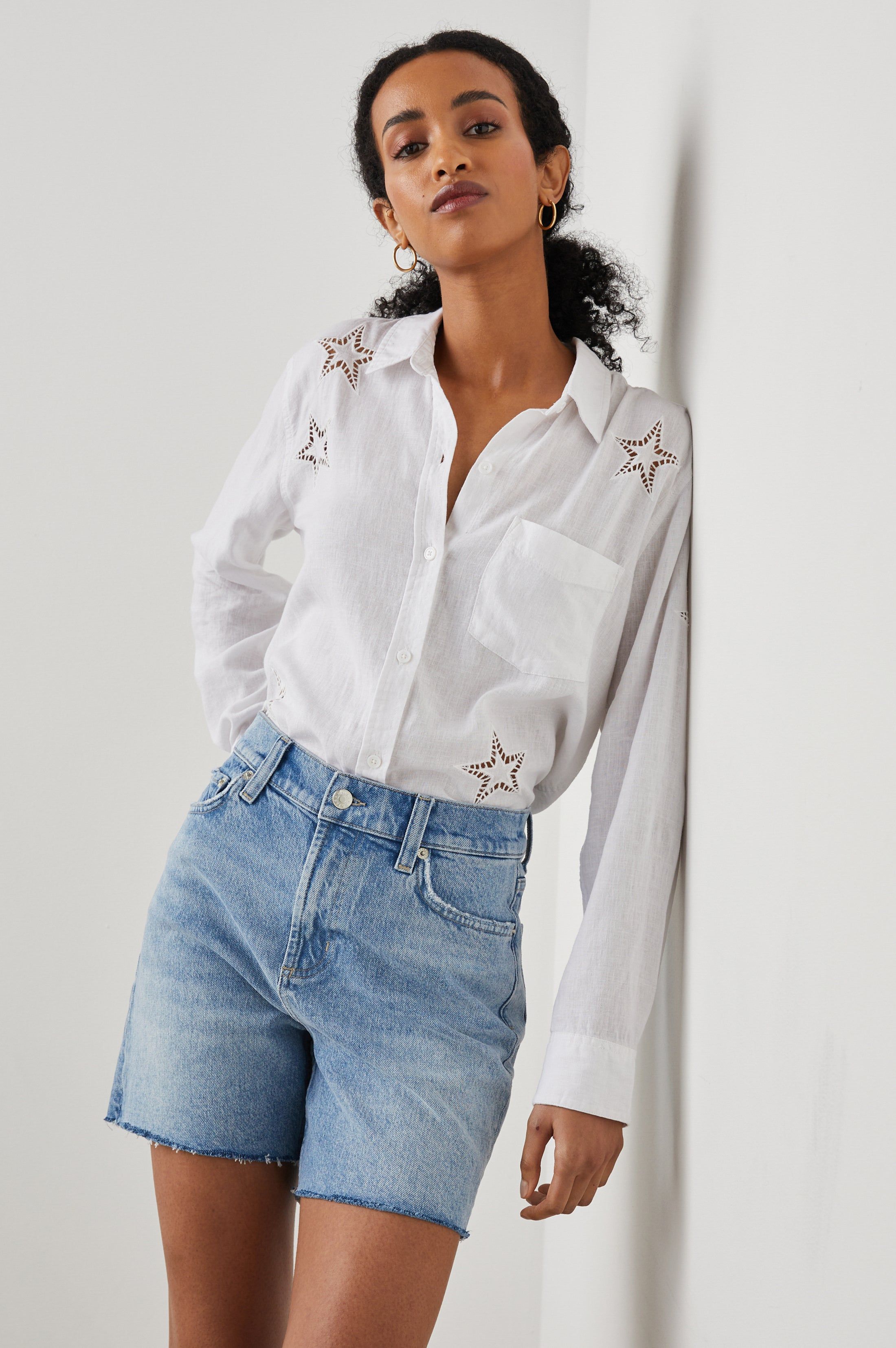 CHARLI SHIRT - WHITE EYELET STARS sold by Rails product image thumbnail 2