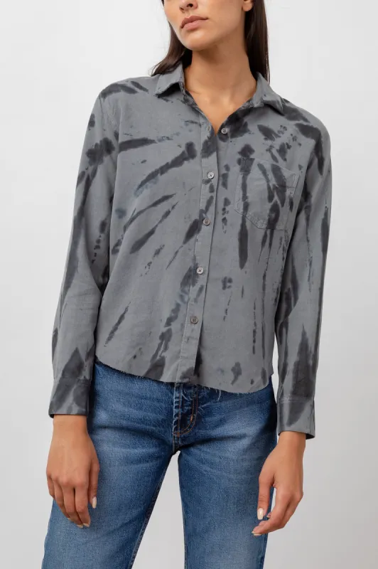 INGRID RAW HEM SHIRT - SMOKE SWIRL sold by Rails