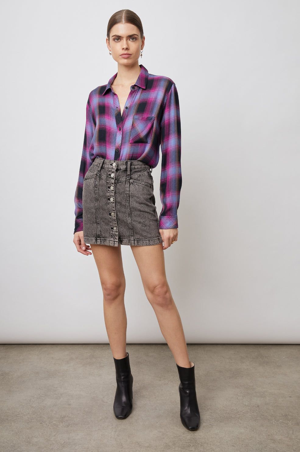 HUNTER SHIRT - NAVY MAGENTA SKY sold by Rails product image thumbnail 3