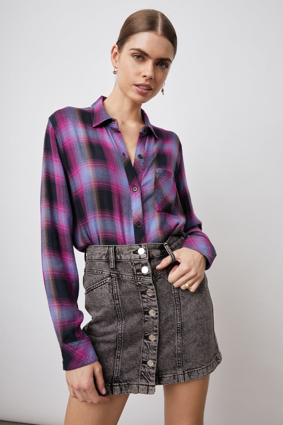 HUNTER SHIRT - NAVY MAGENTA SKY sold by Rails