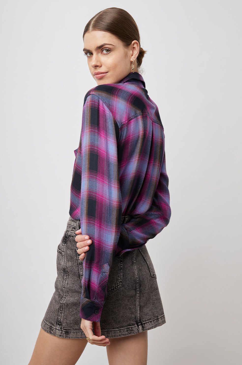 HUNTER SHIRT - NAVY MAGENTA SKY sold by Rails product image thumbnail 4