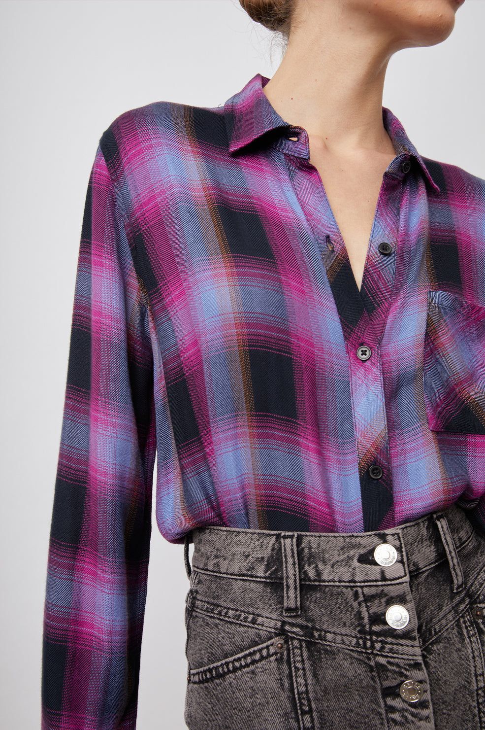 HUNTER SHIRT - NAVY MAGENTA SKY sold by Rails product image thumbnail 2