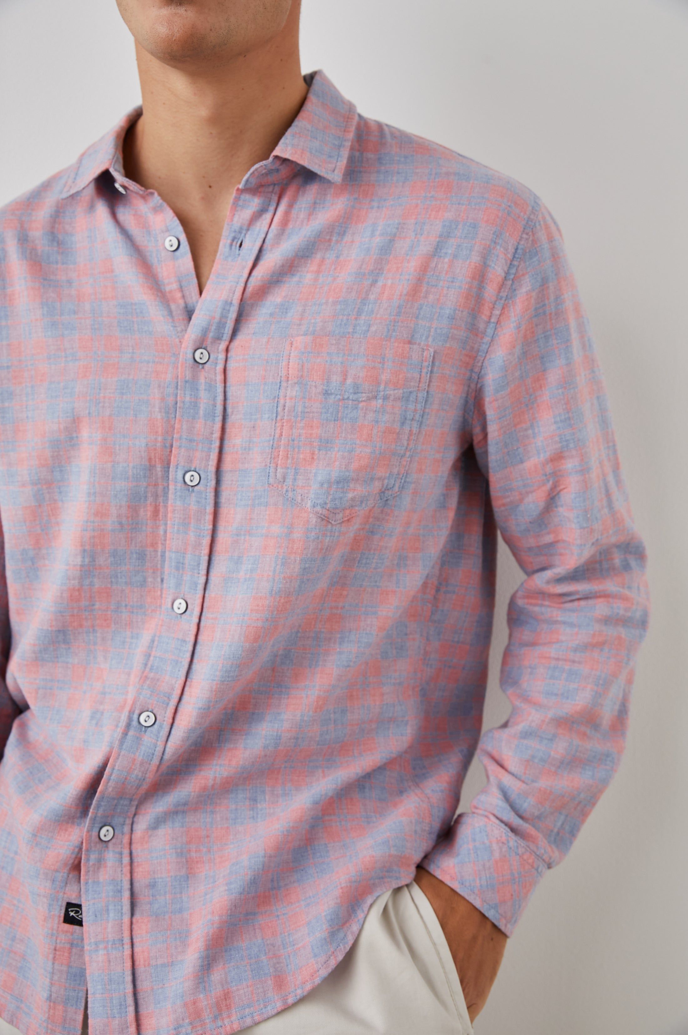 WYATT SHIRT - INDIGO PAPAYA MELANGE sold by Rails product image thumbnail 2