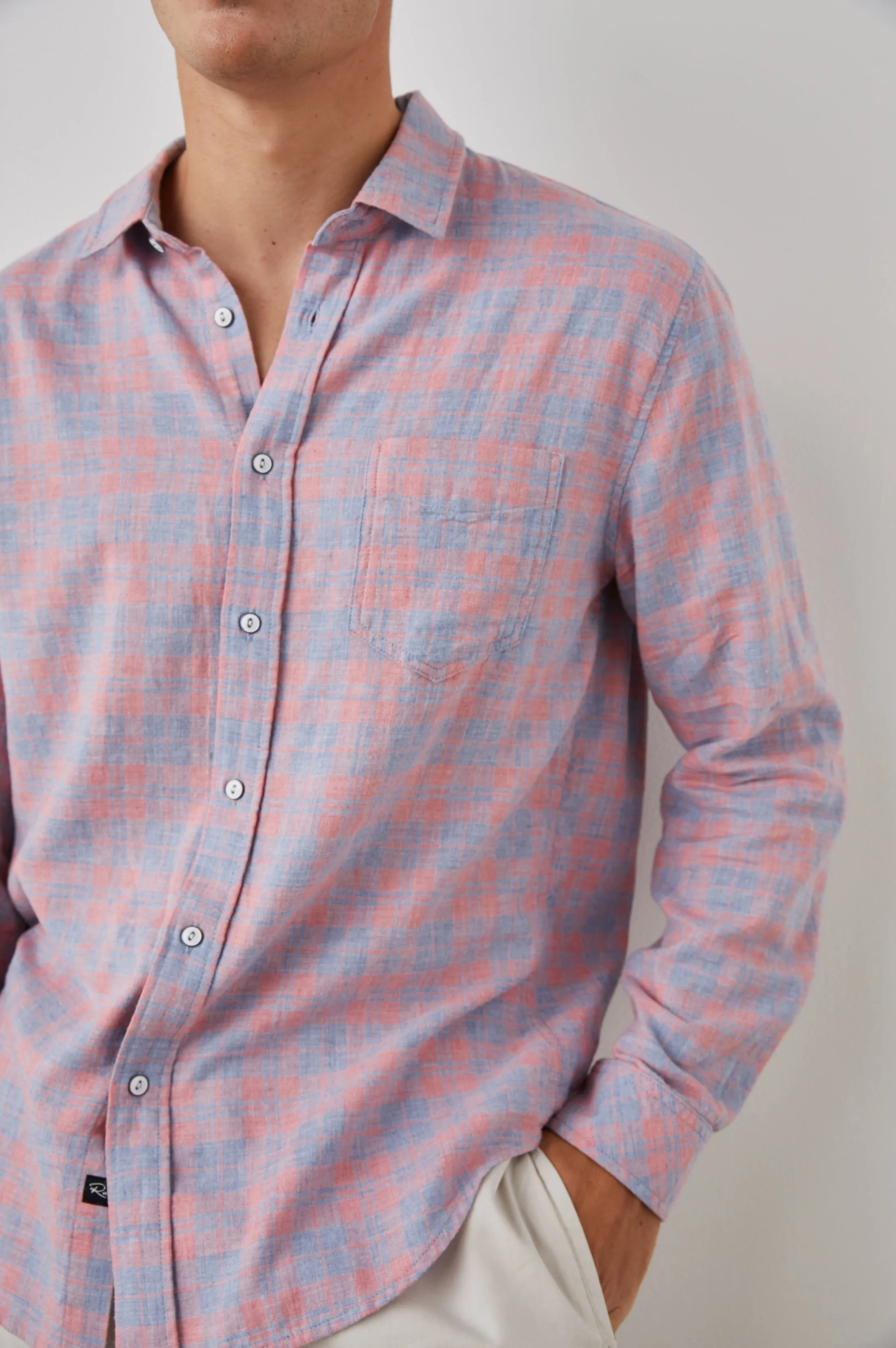 WYATT SHIRT - INDIGO PAPAYA MELANGE sold by Rails