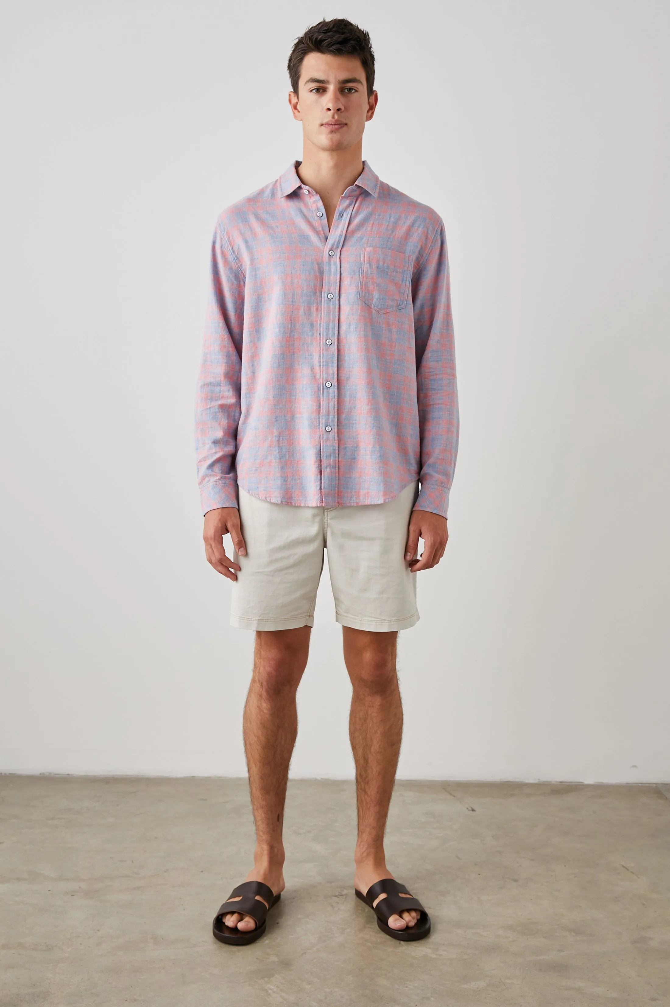 WYATT SHIRT - INDIGO PAPAYA MELANGE sold by Rails product image thumbnail 3