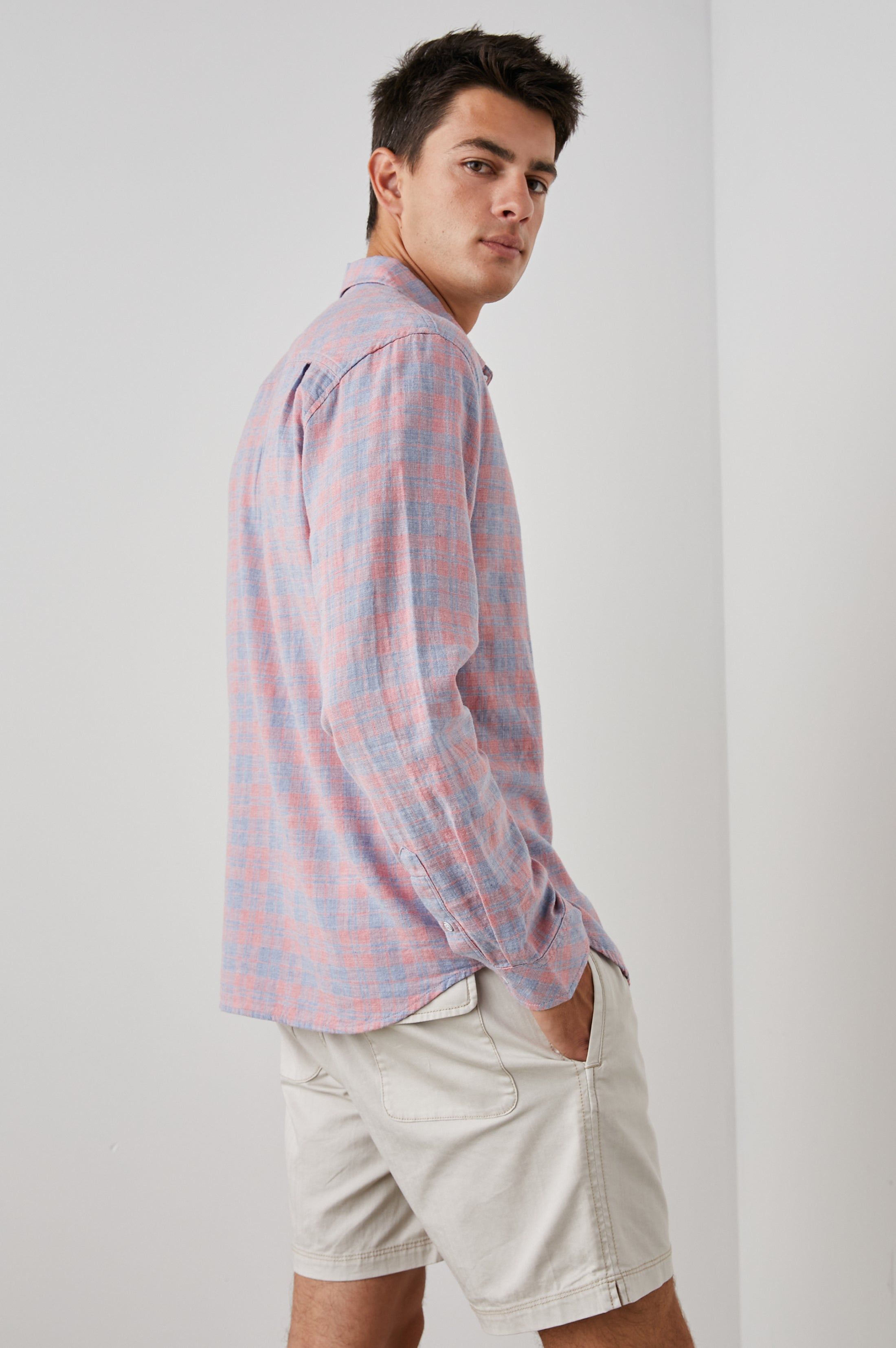 WYATT SHIRT - INDIGO PAPAYA MELANGE sold by Rails product image thumbnail 5