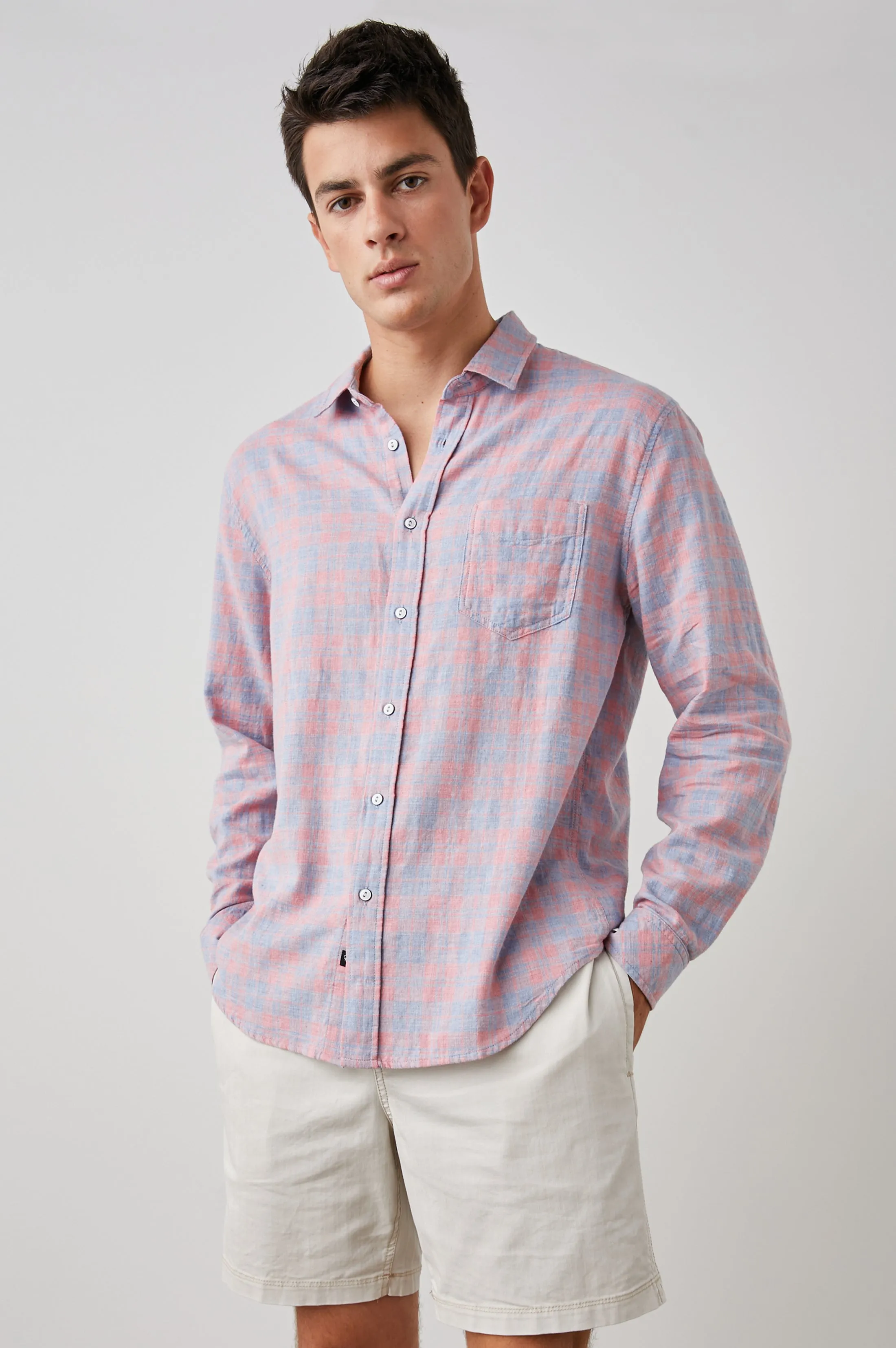 WYATT SHIRT - INDIGO PAPAYA MELANGE sold by Rails product image thumbnail 4