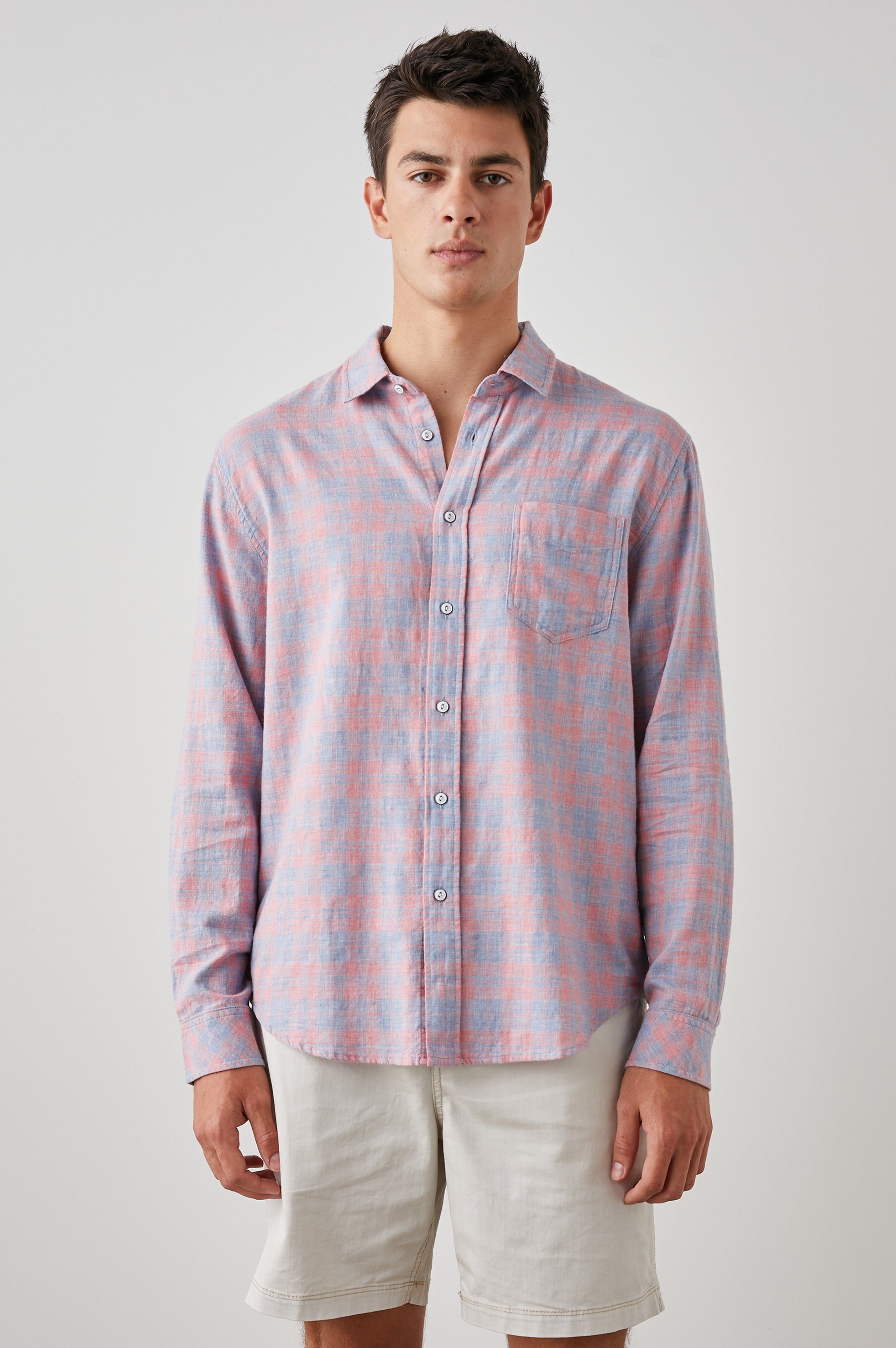 WYATT SHIRT - INDIGO PAPAYA MELANGE sold by Rails