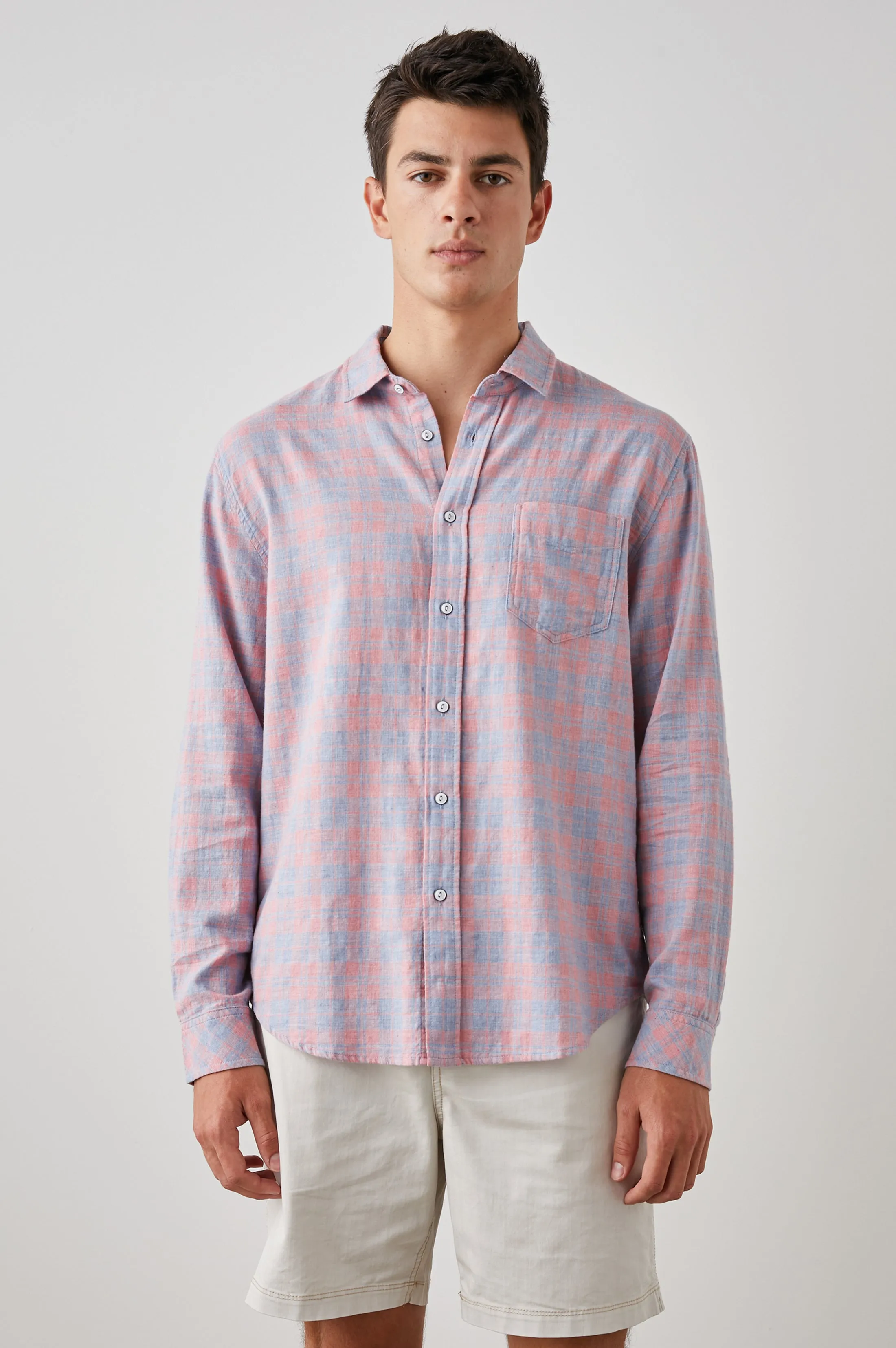 WYATT SHIRT - INDIGO PAPAYA MELANGE sold by Rails product image thumbnail 2