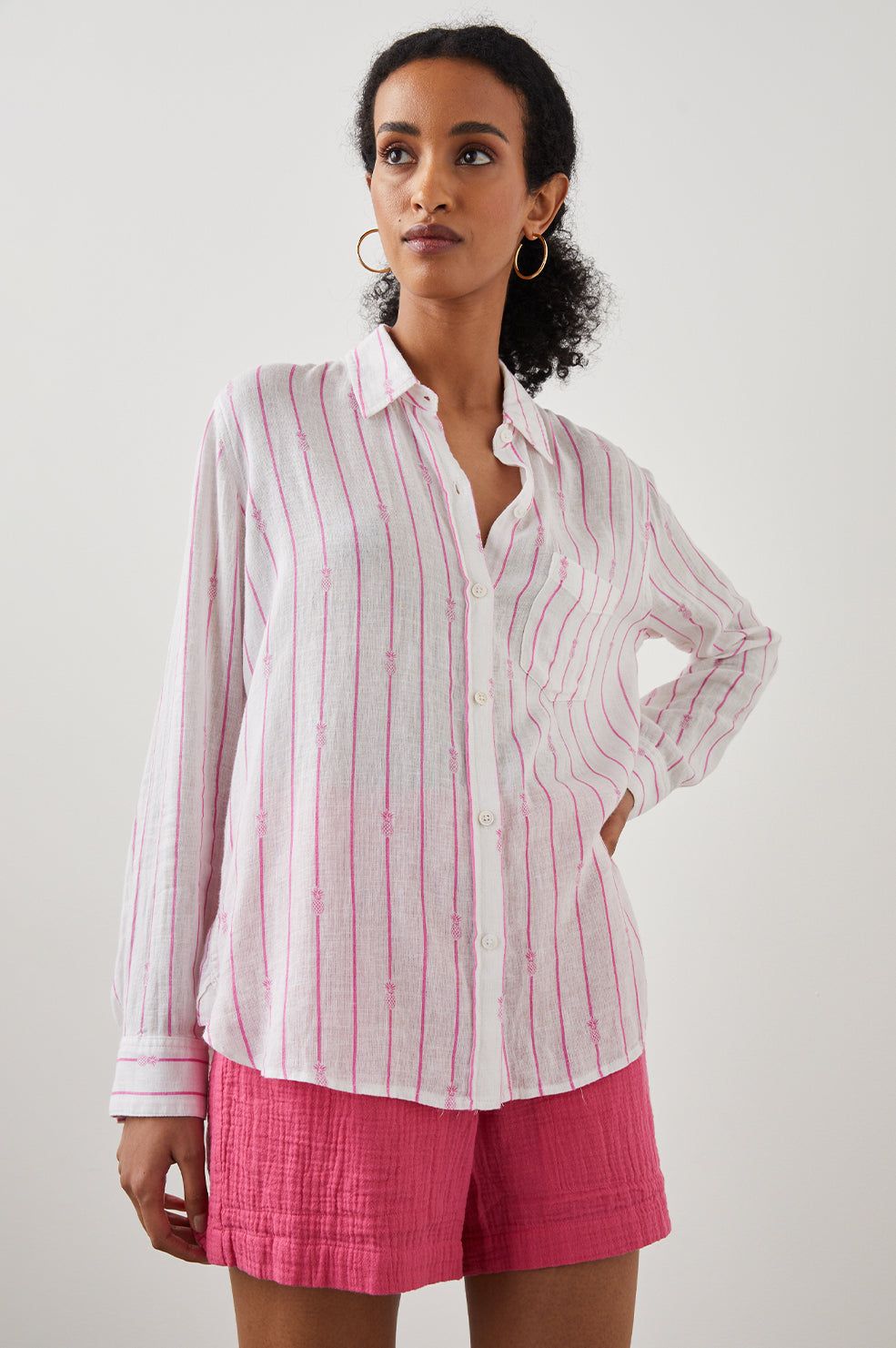 CHARLI SHIRT - PINK PINEAPPLE STRIPE sold by Rails