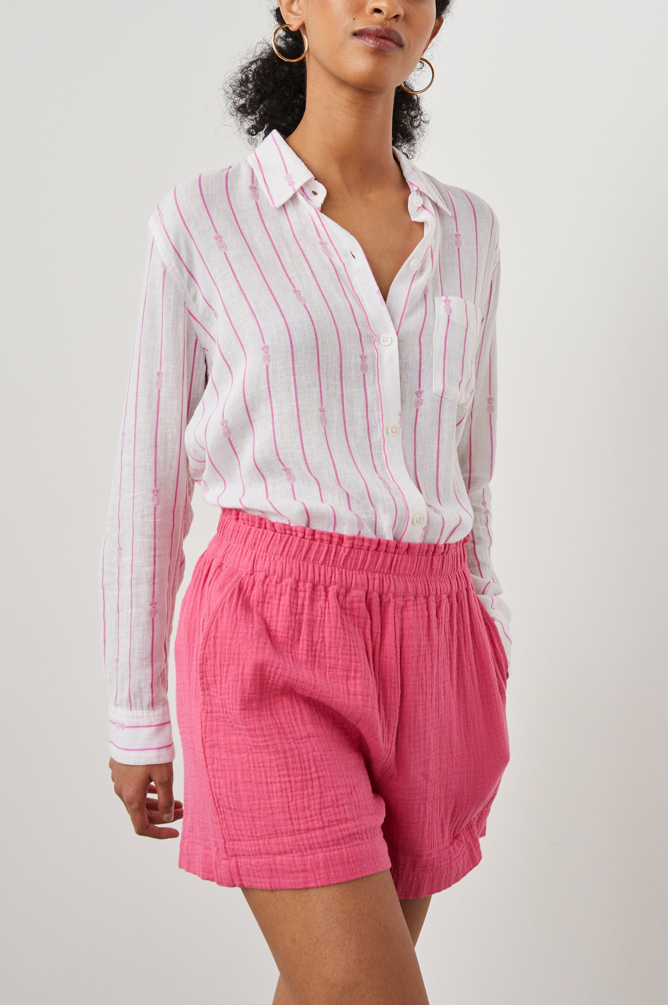 CHARLI SHIRT - PINK PINEAPPLE STRIPE sold by Rails product image thumbnail 3